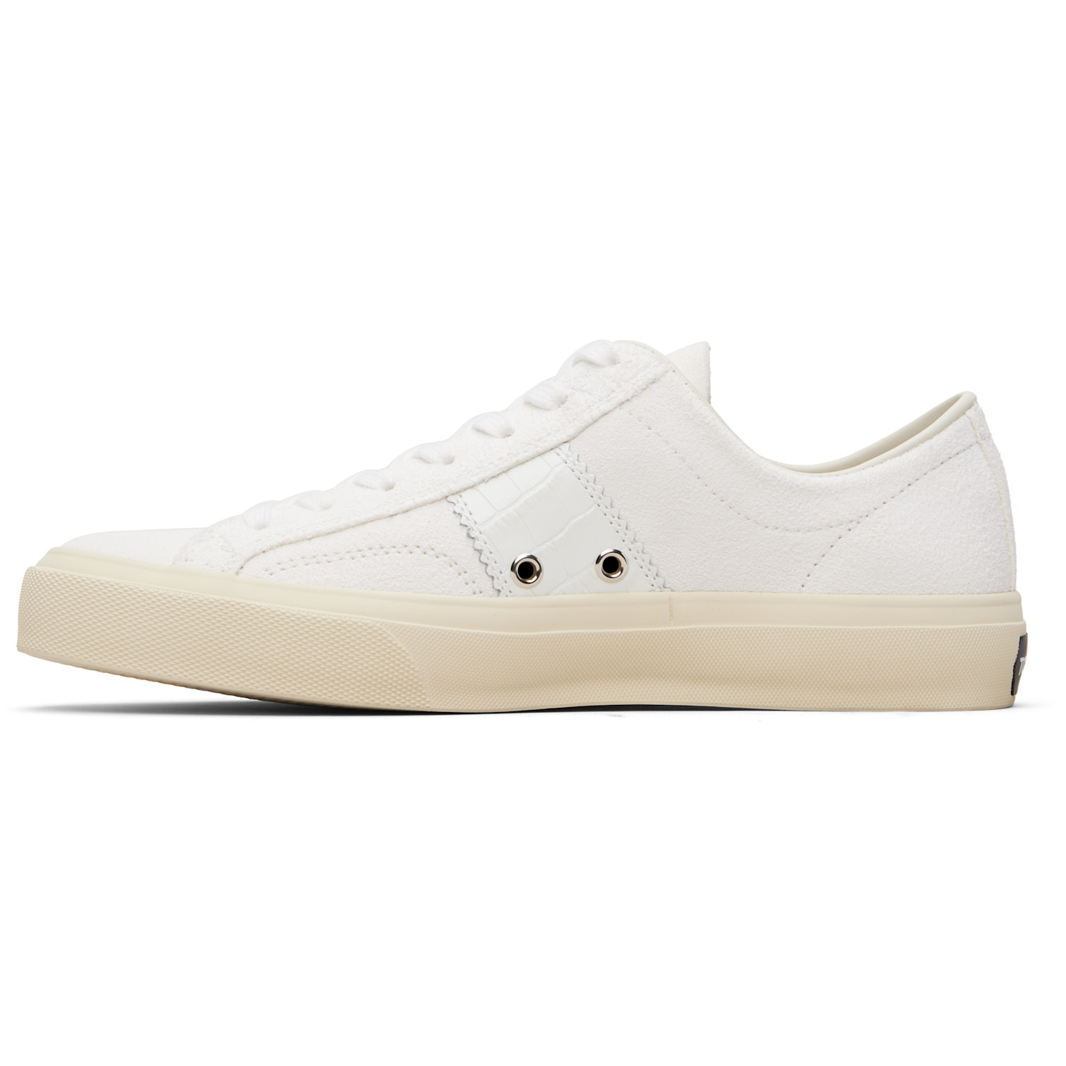  Tom Ford White Suede & Printed Alligator Cambridge Sneakers 