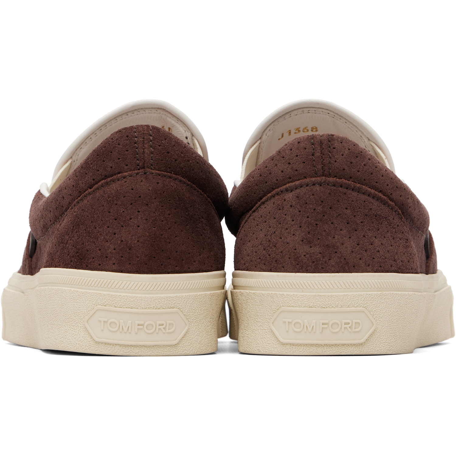  Tom Ford Brown Perforated Suede Jude Slip On Sneakers 