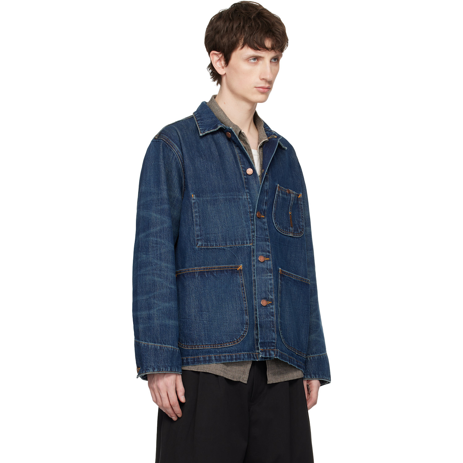  Nudie Jeans Blue Howie Denim Chore Jacket 