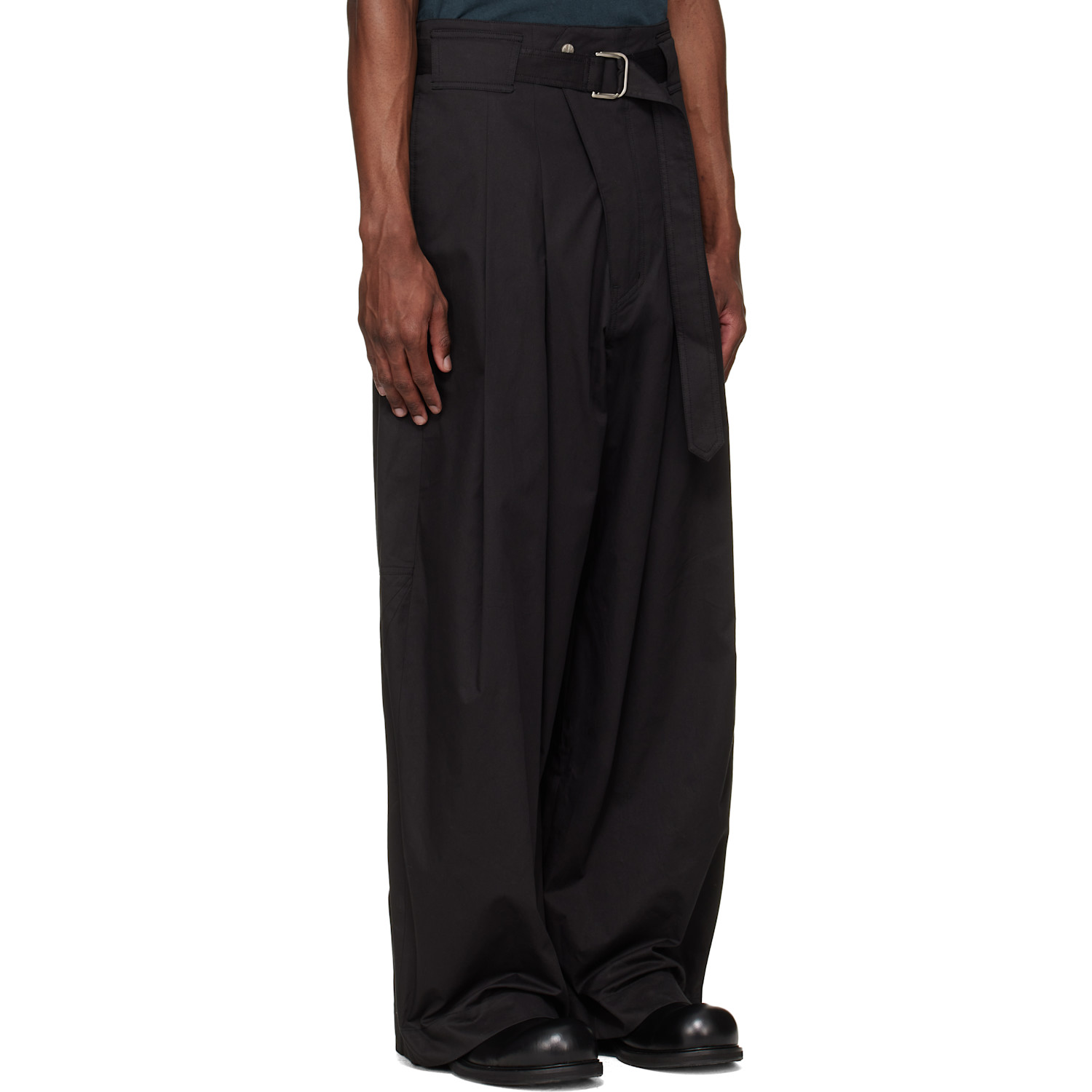  Fffpostalservice Black Wide Belted Trousers 