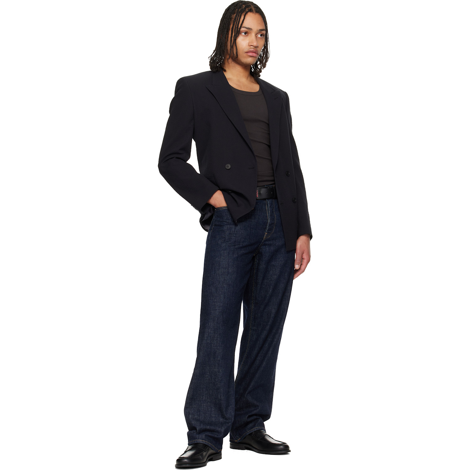  Hugo Black Italian Leather Belt 