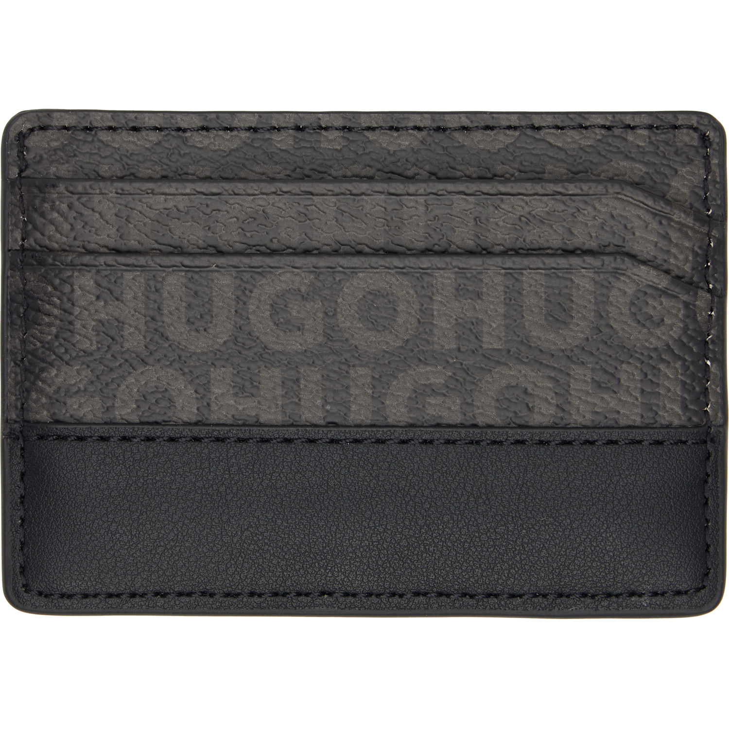  Hugo Black Stacked-logo Card Holder 