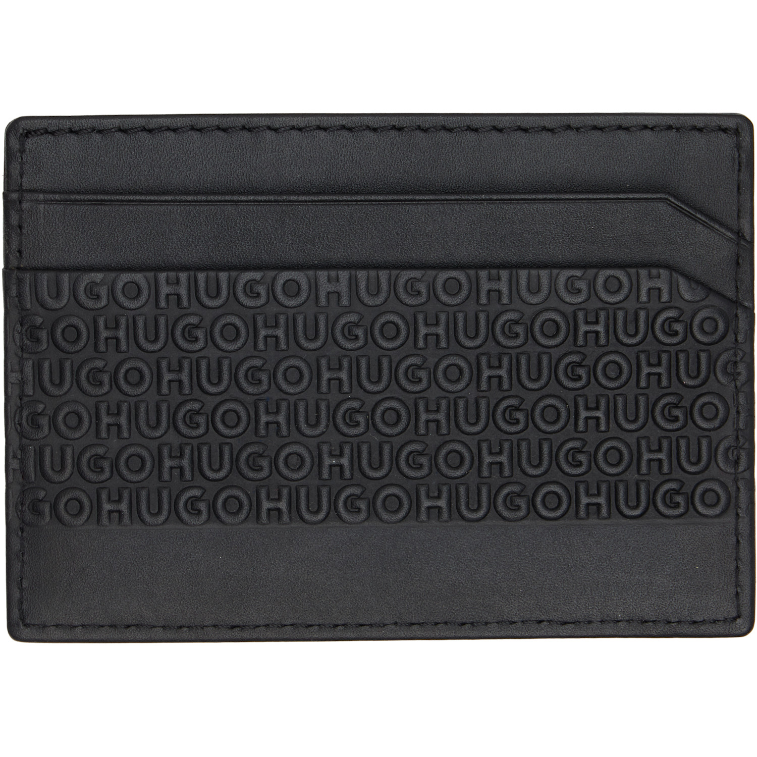  Hugo Black Logo-pattern Leather Card Holder 