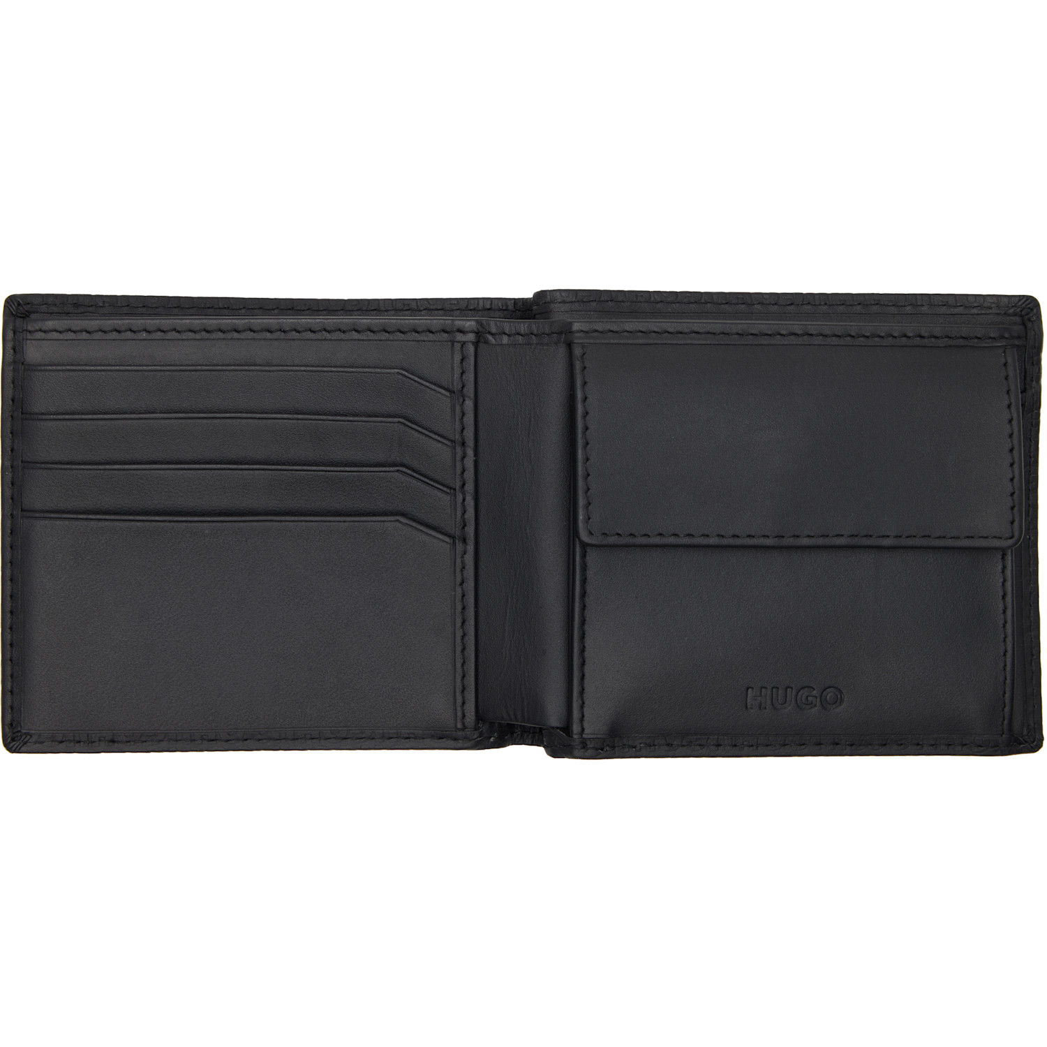  Hugo Black Embossed Logo Wallet 