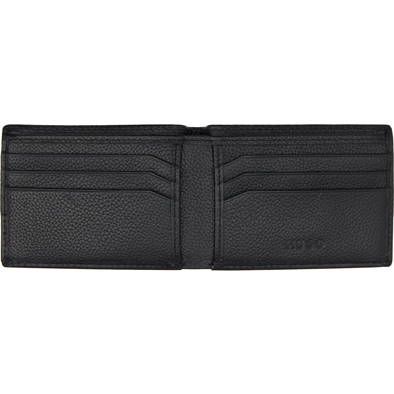  Hugo Black Stacked-logo Slim Leather Wallet 