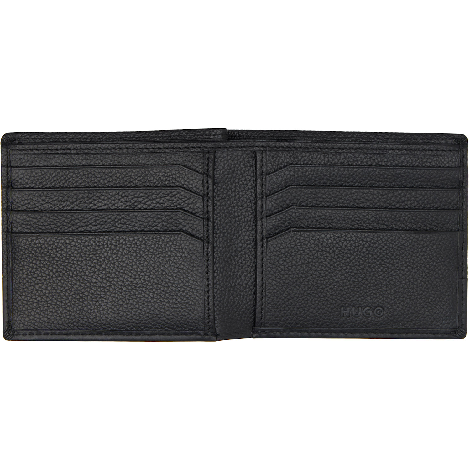  Hugo Black Stacked-logo Leather Wallet 