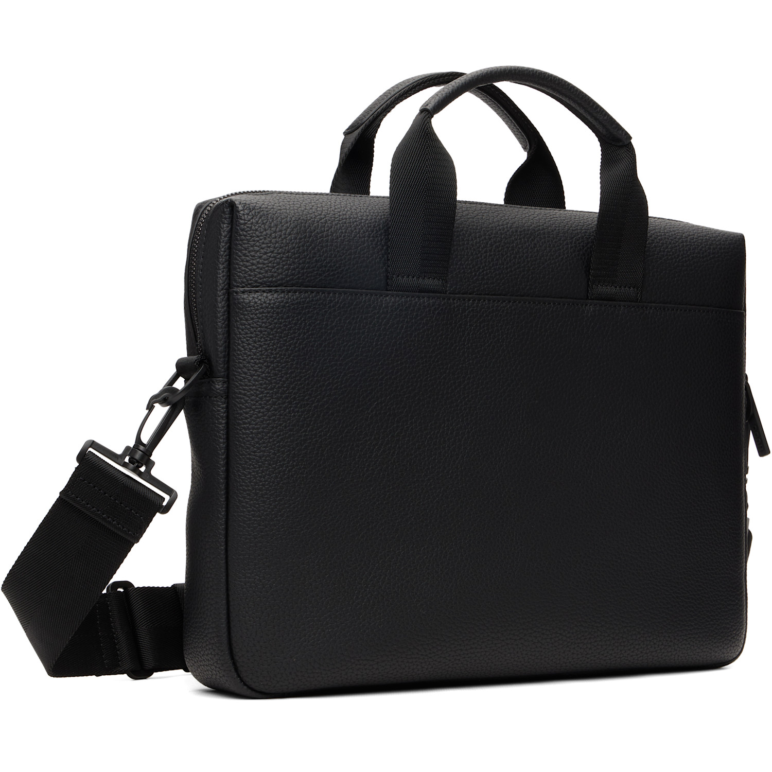  Hugo Black Stacked Logo Briefcase 