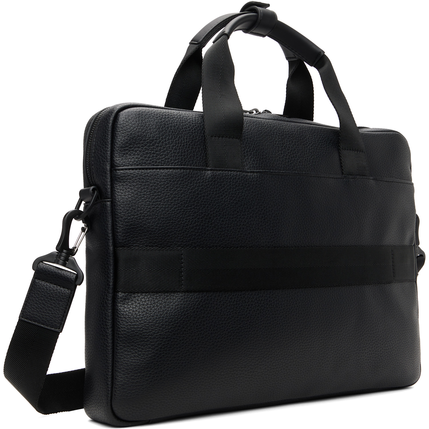  Hugo Black Stacked Logo Document Briefcase 