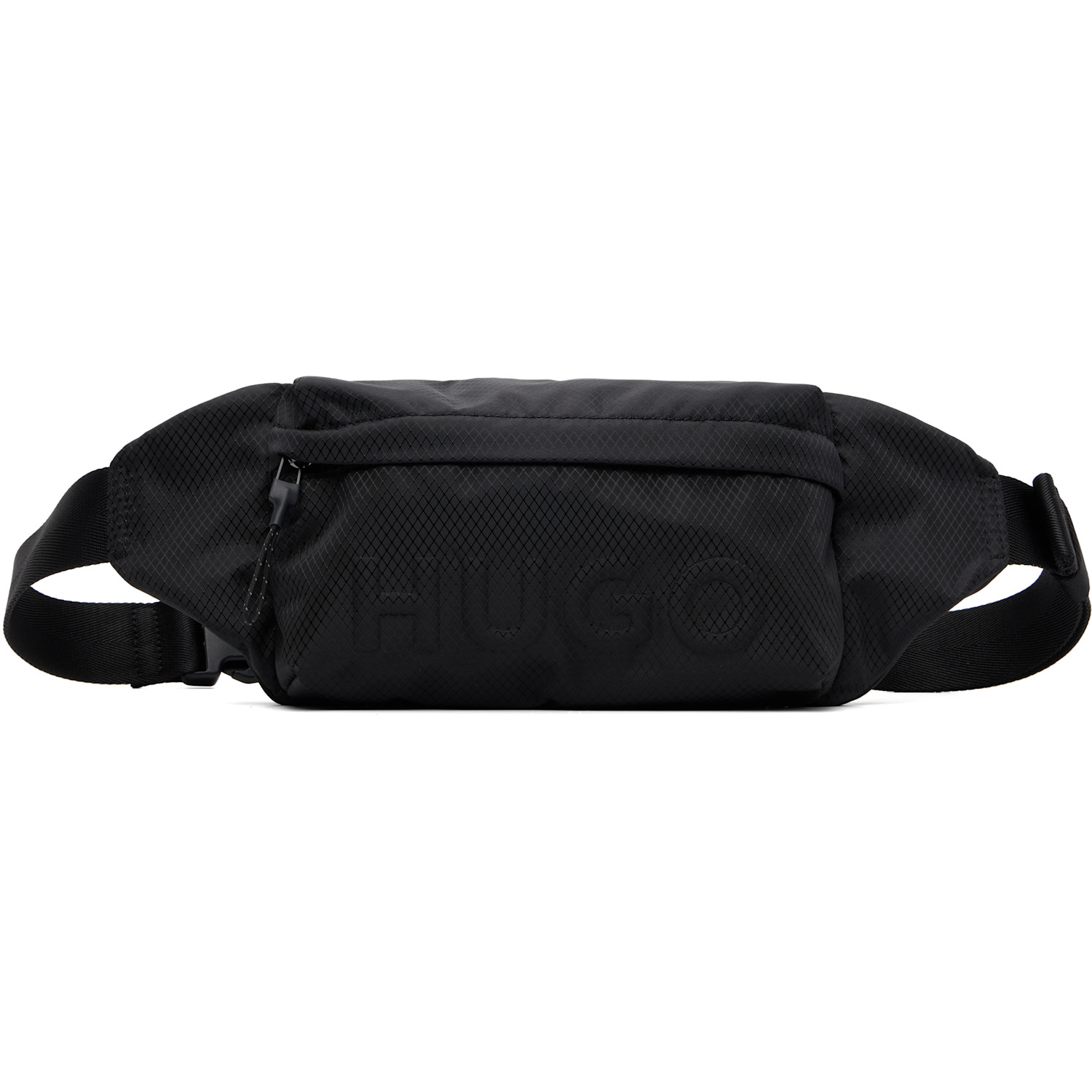 Hugo Black Embossed-Logo Belt Bag