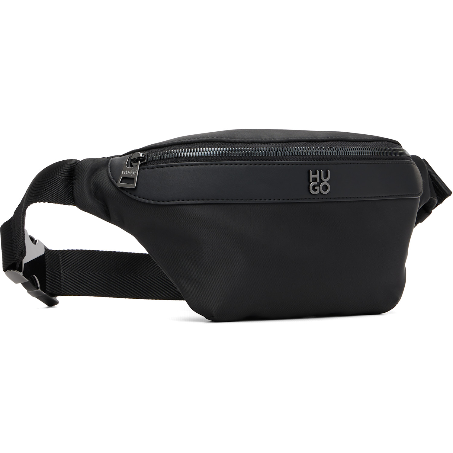  Hugo Black Stacked Logo Belt Bag 