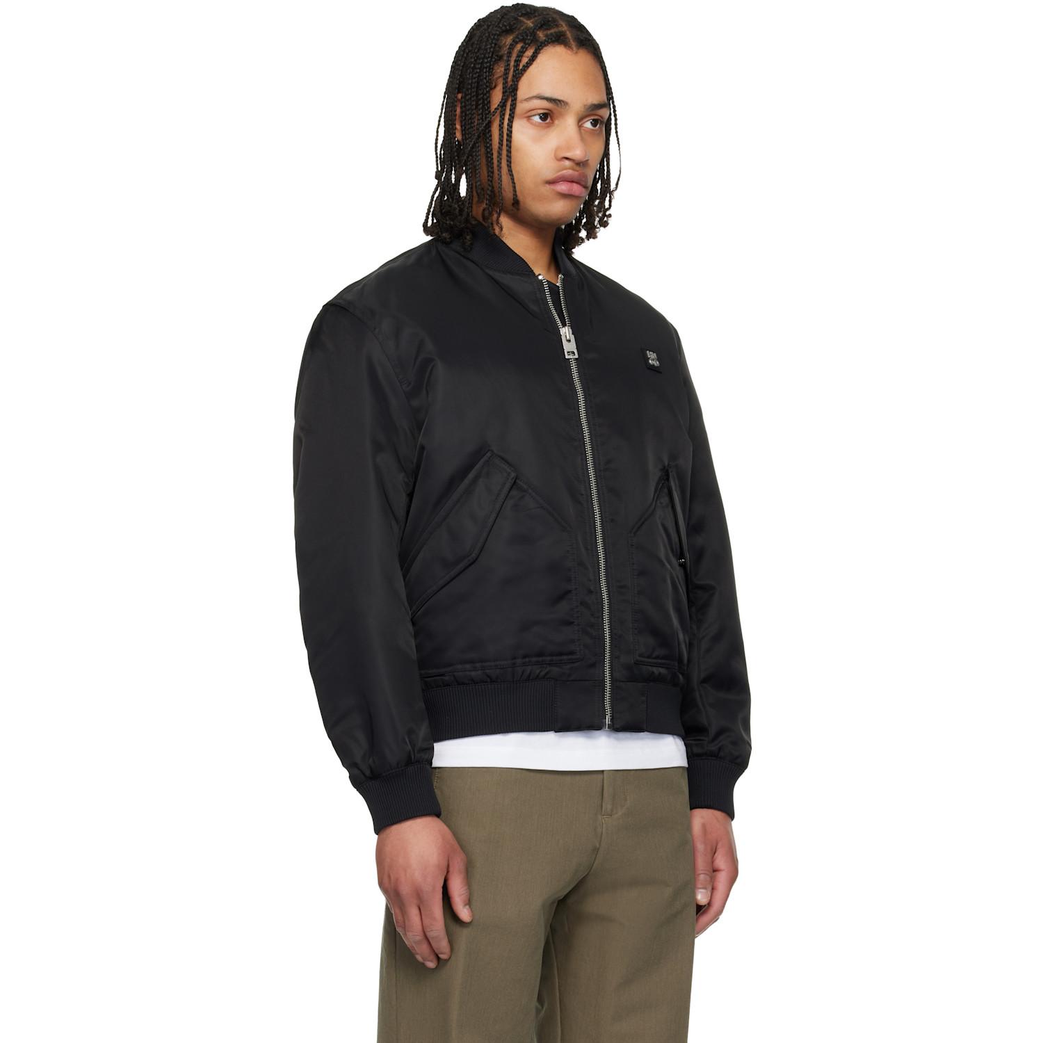  Hugo Black Water-repellent Stack Logo Bomber Jacket 