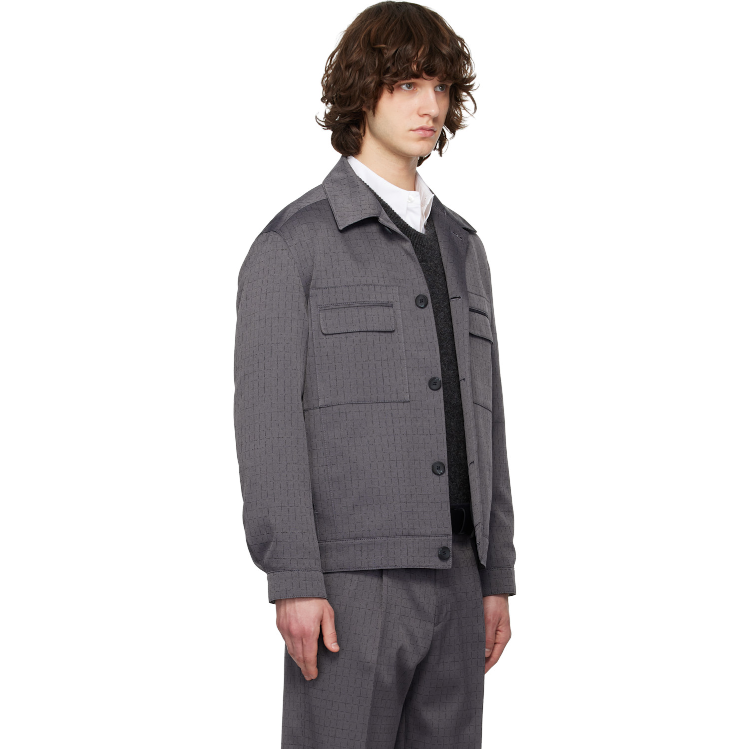  Hugo Gray Virgin Wool Jacket 