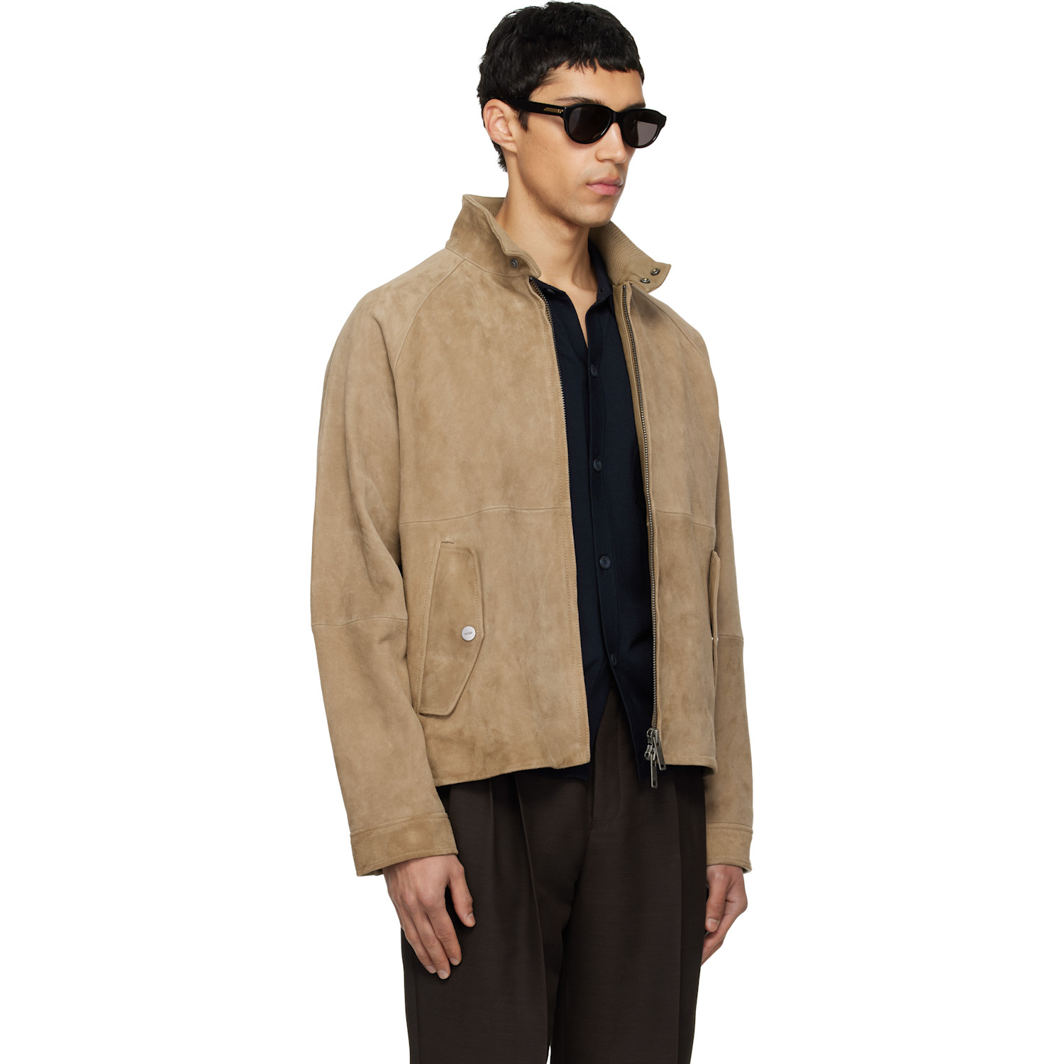  Hugo Tan Goatskin Suede Jacket 