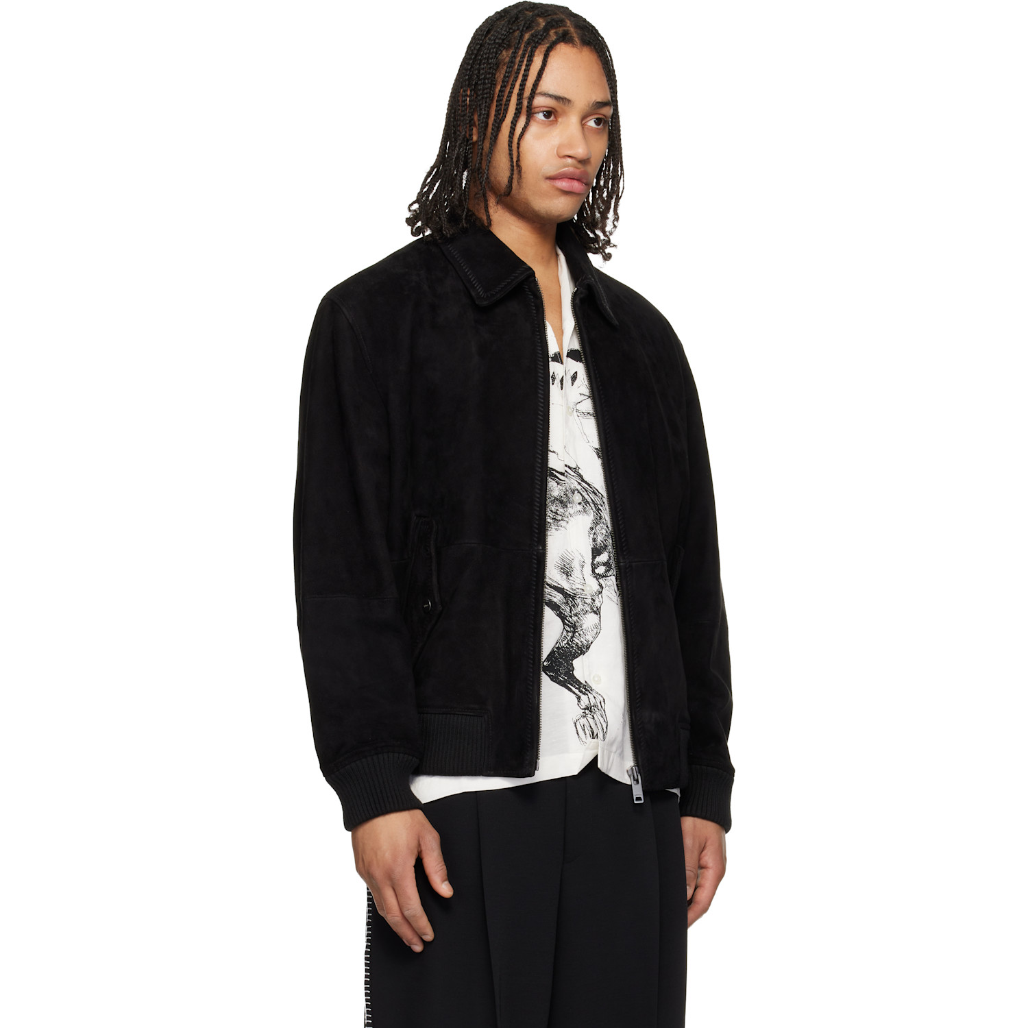  Hugo Black Extra-slim-fit Soft Suede Jacket 