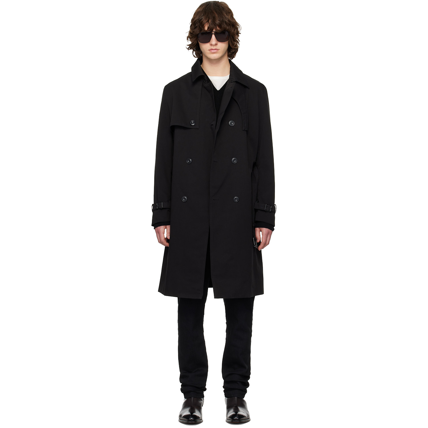 Hugo Black Water-Repellent Trench Coat