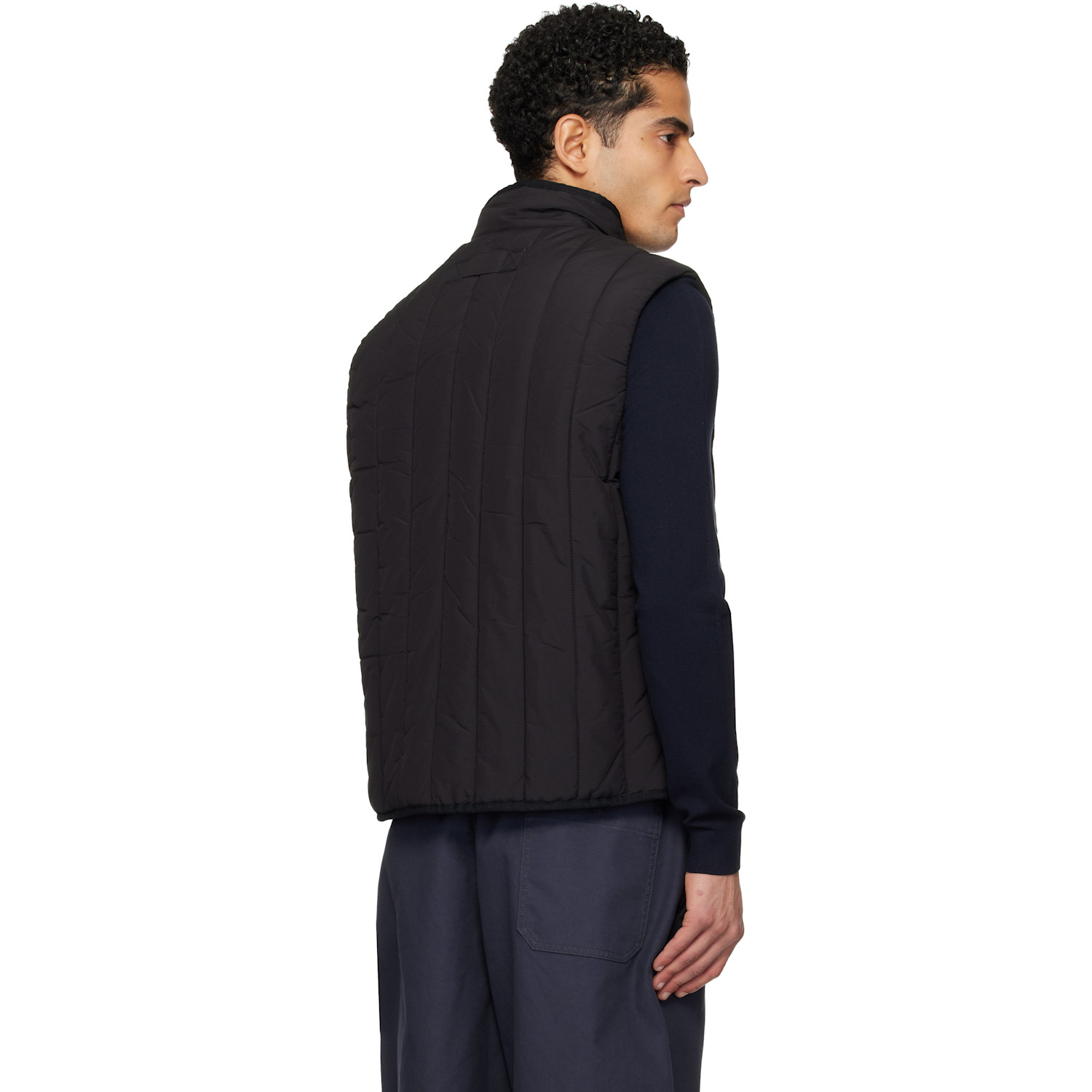  Hugo Black Lightweight Vertical Quilting Vest 