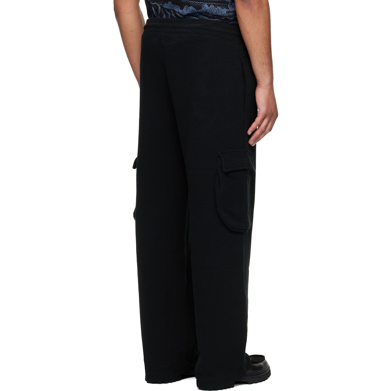  Hugo Black Waffle-structured Cotton Cargo Pants 