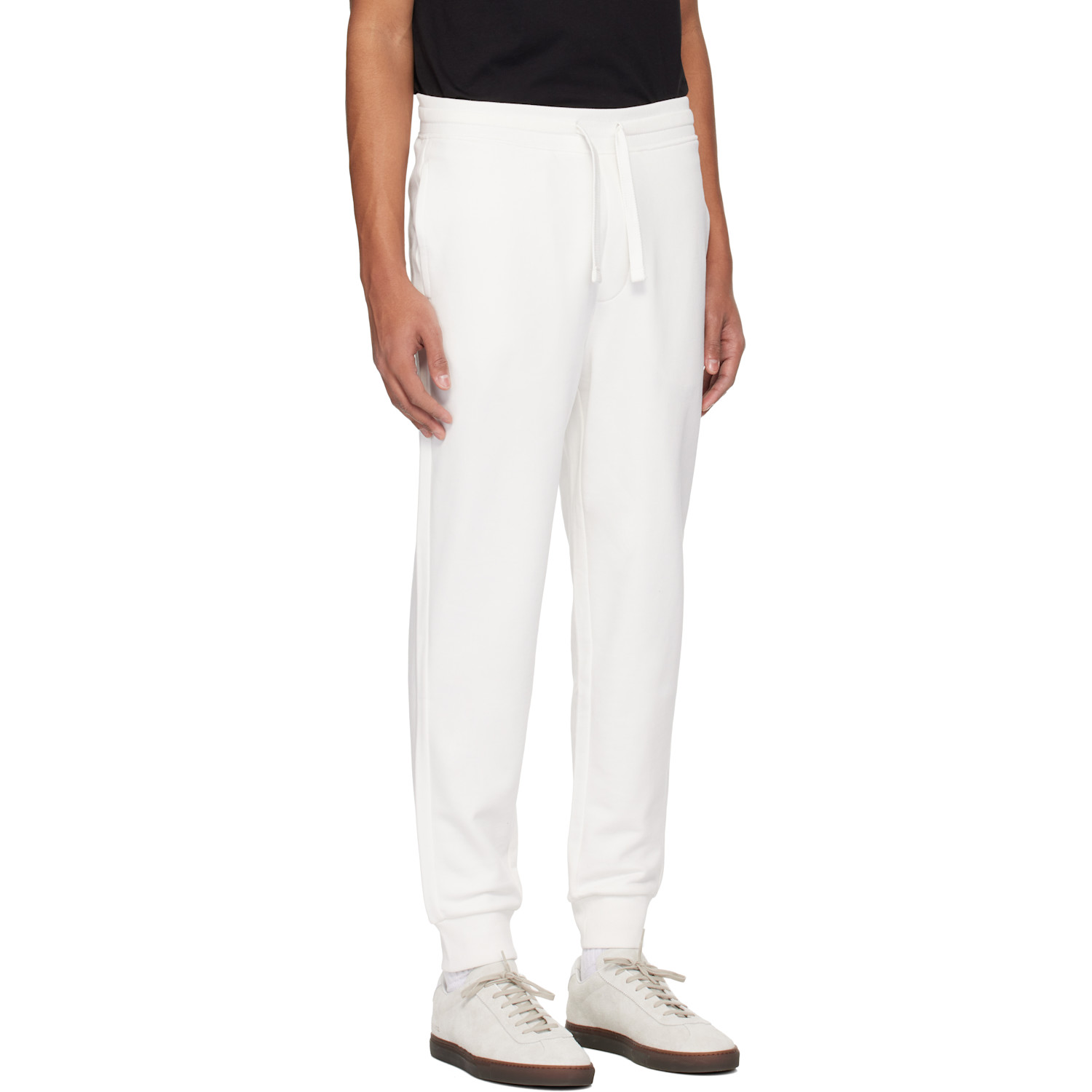  Hugo White Cuffed Logo Print Sweatpants 