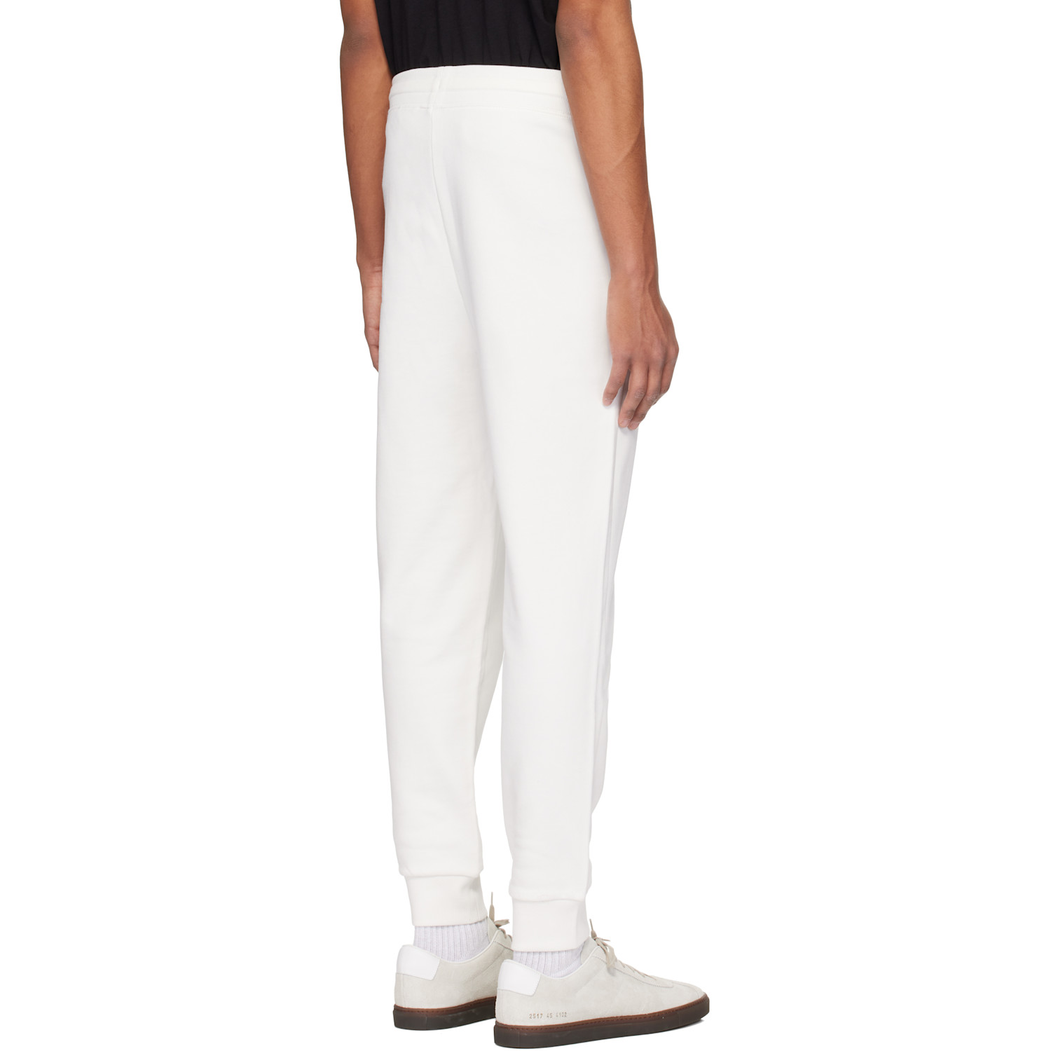  Hugo White Cuffed Logo Print Sweatpants 