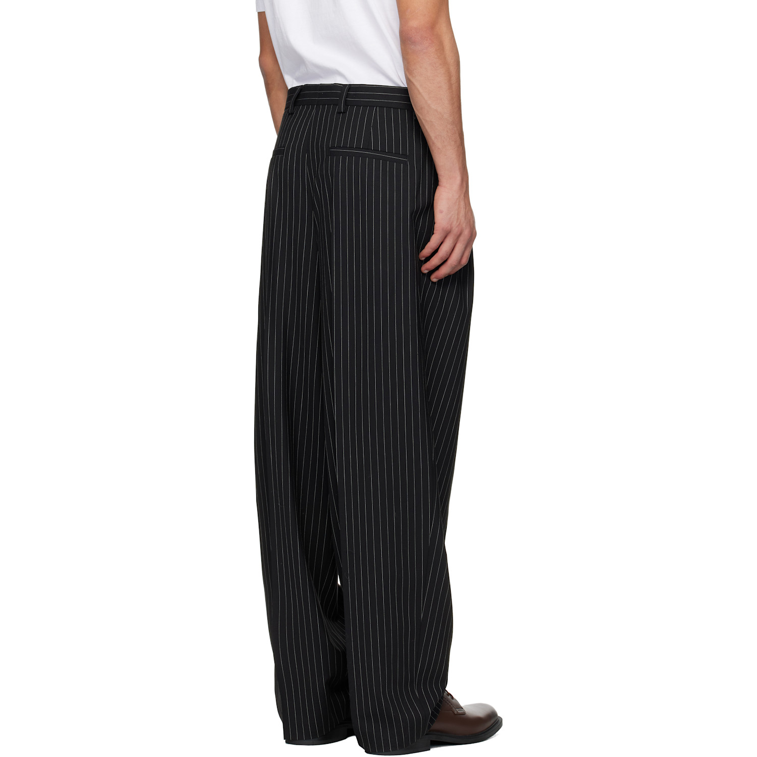  Hugo Black Wide-leg Pinstripe Trousers 