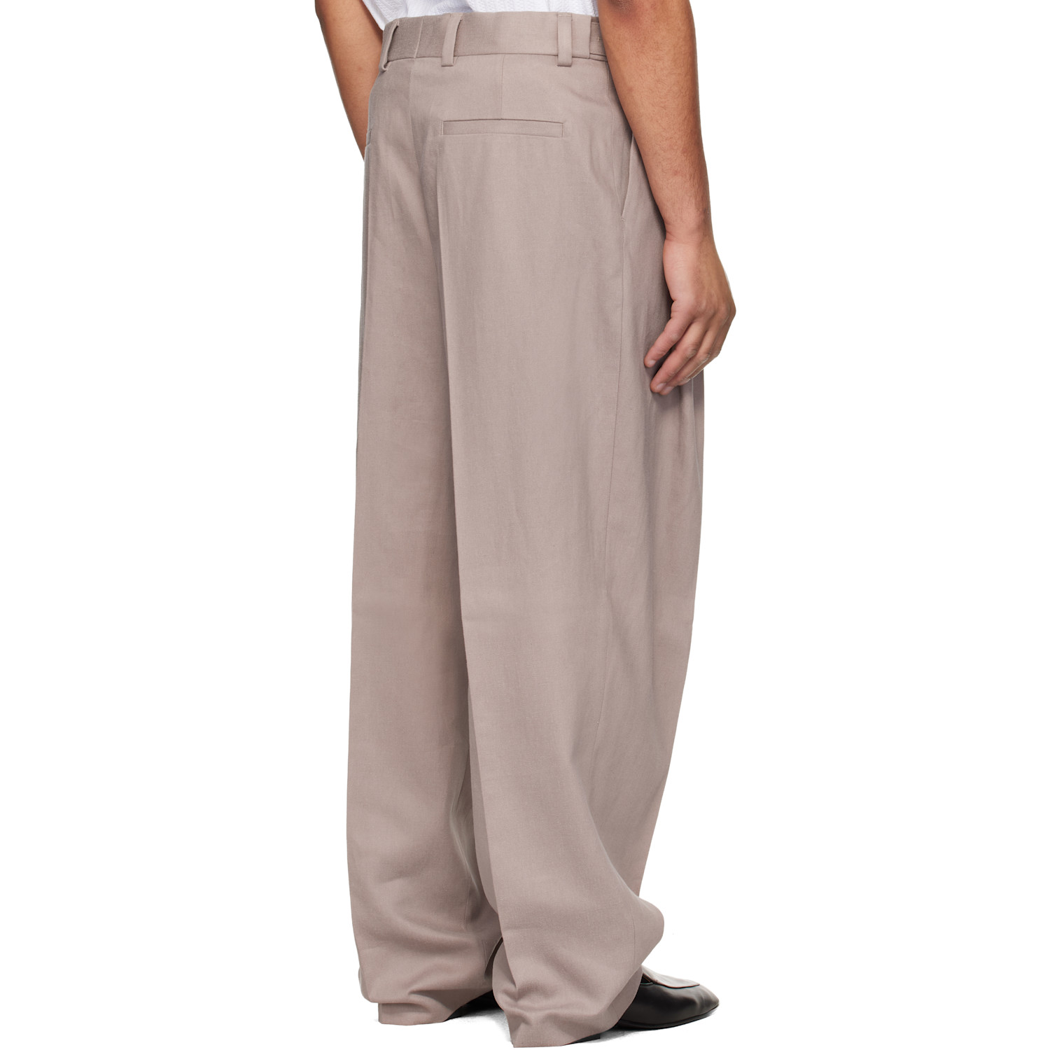  Hugo Taupe Fashion-fit Front Pleat Belt Detail Trousers 