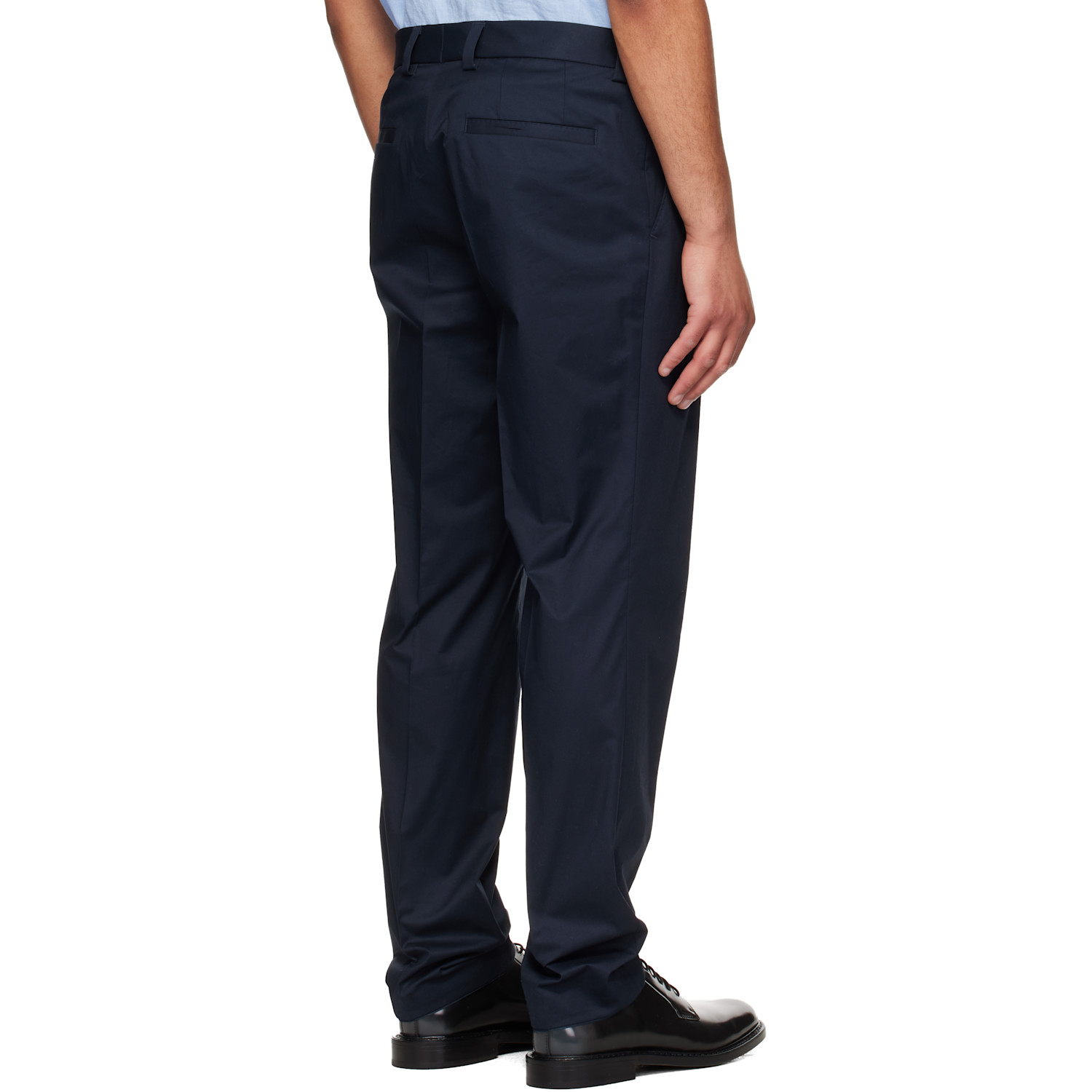  Hugo Navy Slim-fit Paper-touch Stretch Cotton Trousers 