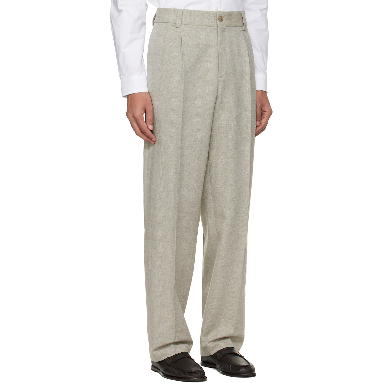  Hugo Beige Modern-fit Herringbone Weave Trousers 