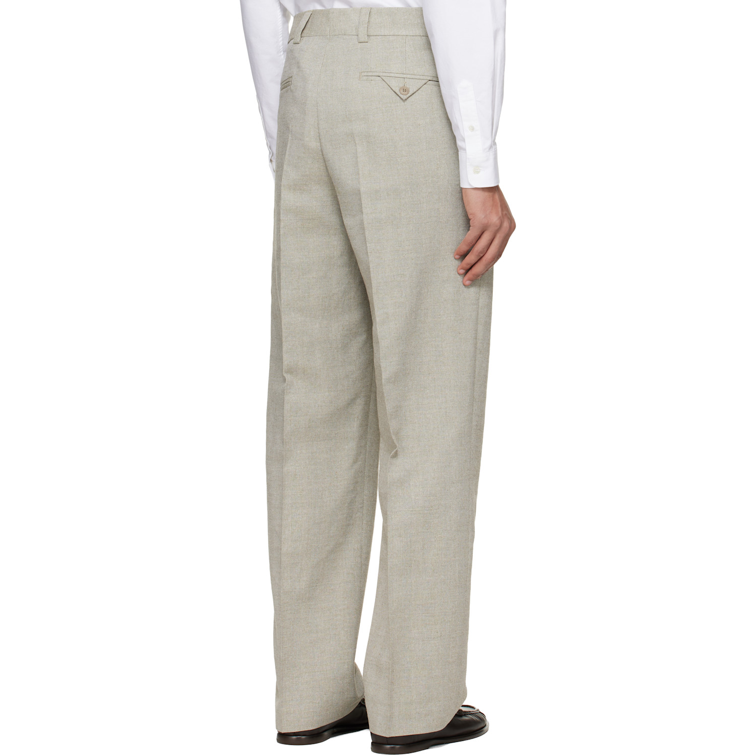  Hugo Beige Modern-fit Herringbone Weave Trousers 