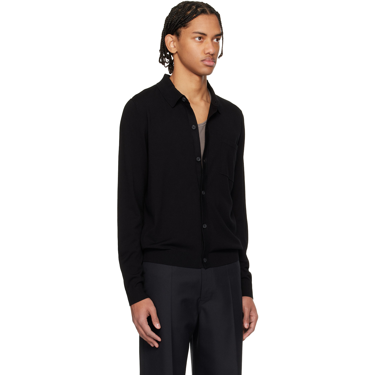  Hugo Black Regular-fit Ribbed Trims Jacket 