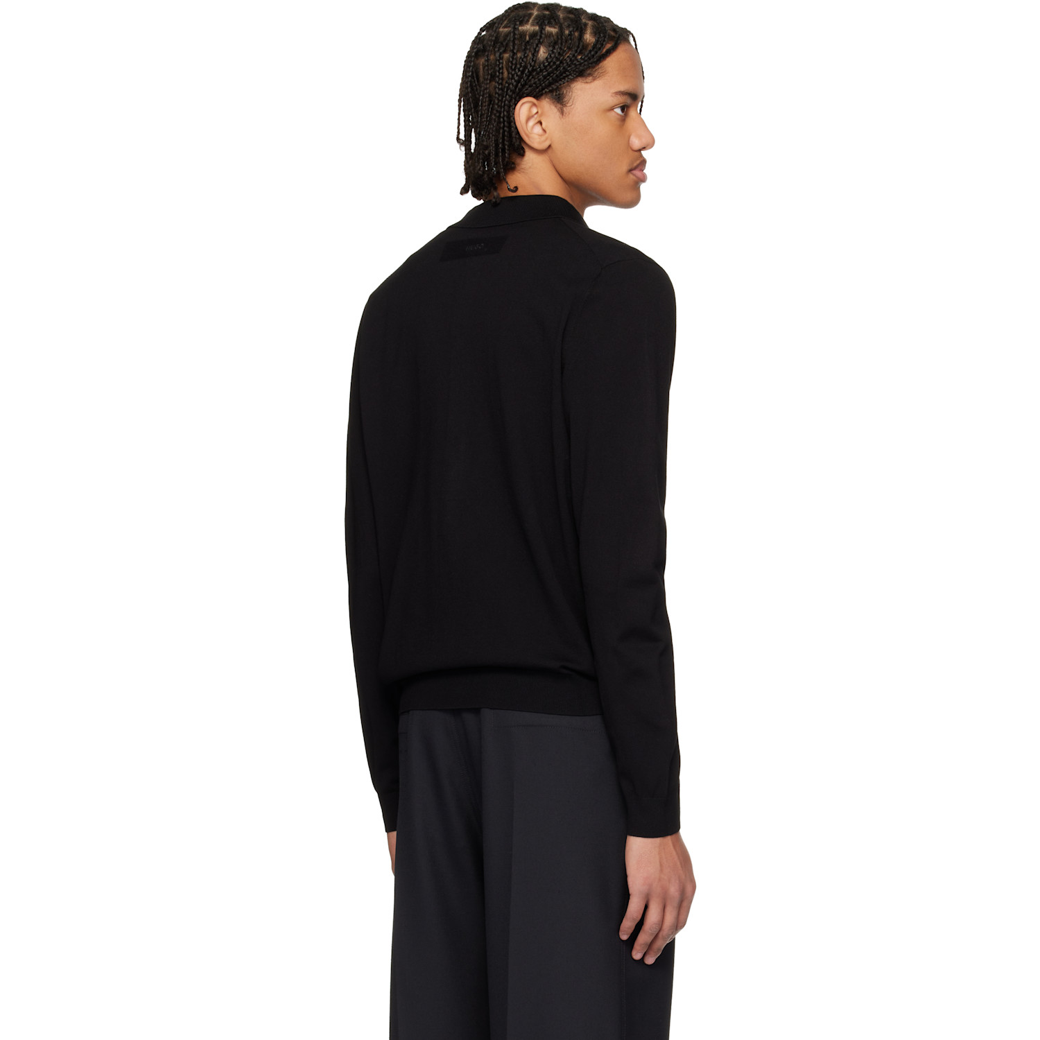  Hugo Black Regular-fit Ribbed Trims Jacket 