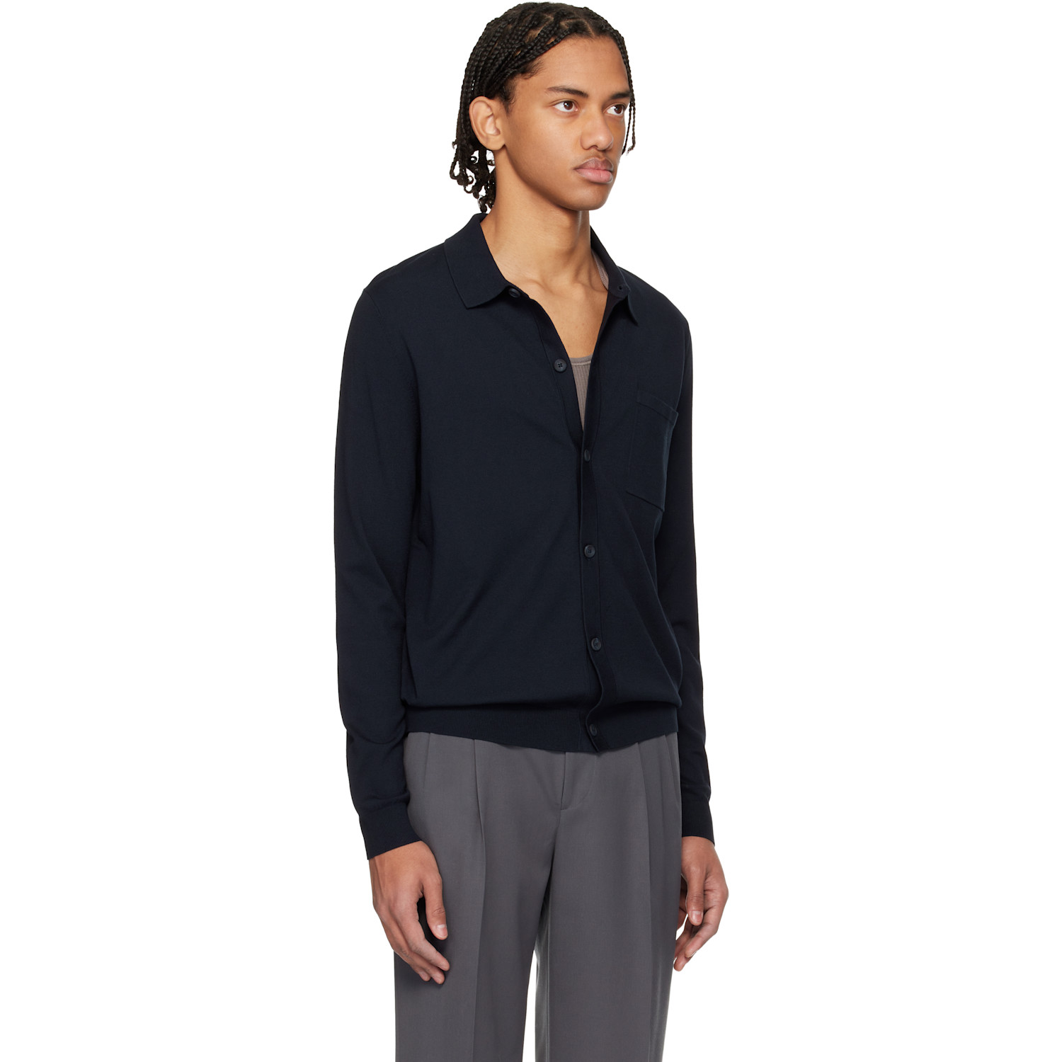  Hugo Navy Regular-fit Ribbed Trims Jacket 