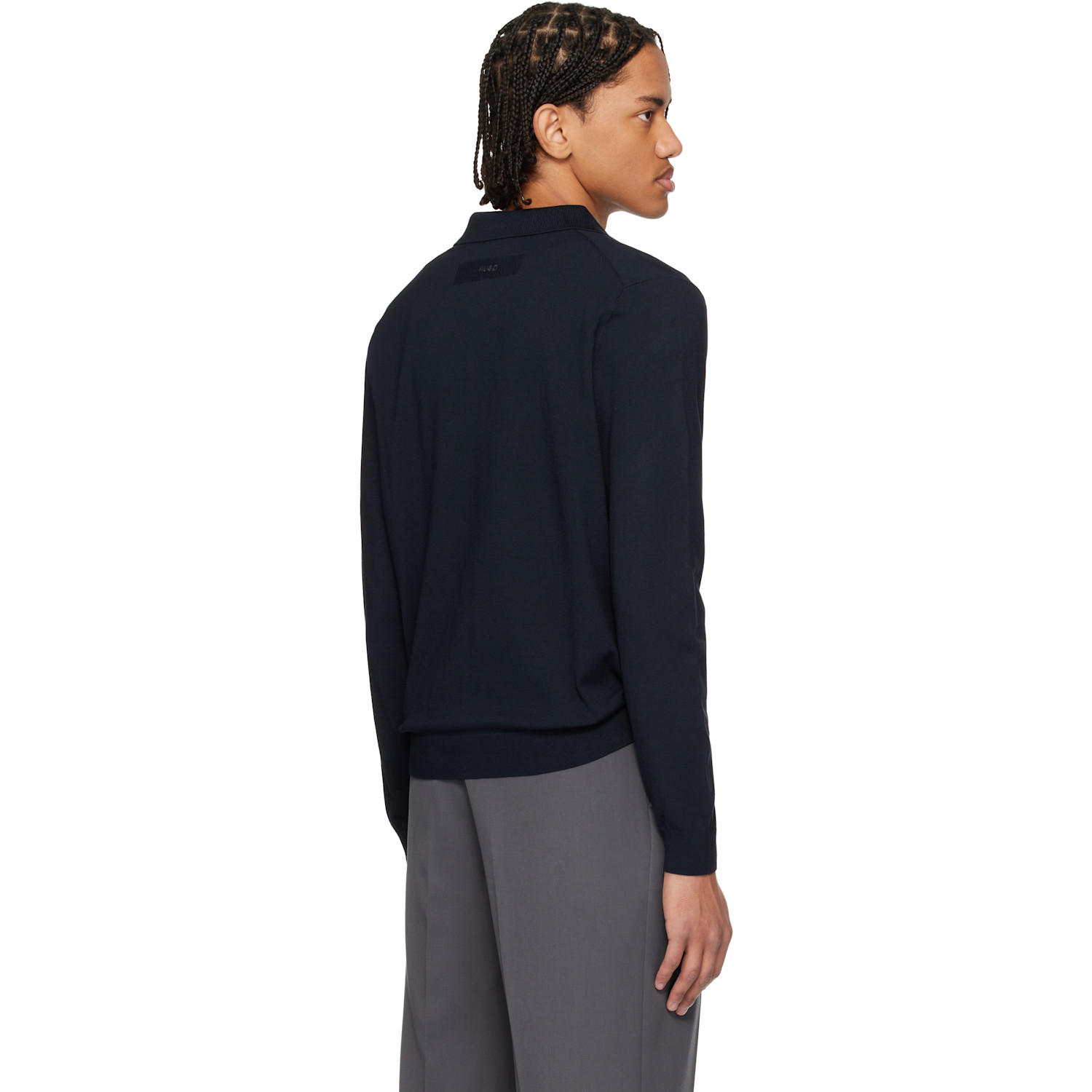  Hugo Navy Regular-fit Ribbed Trims Jacket 
