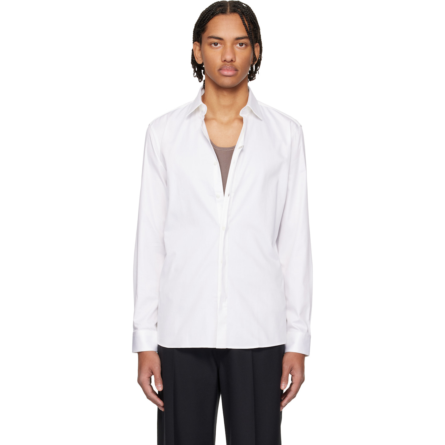 Hugo White Stretch Cotton Modern-Fit Shirt