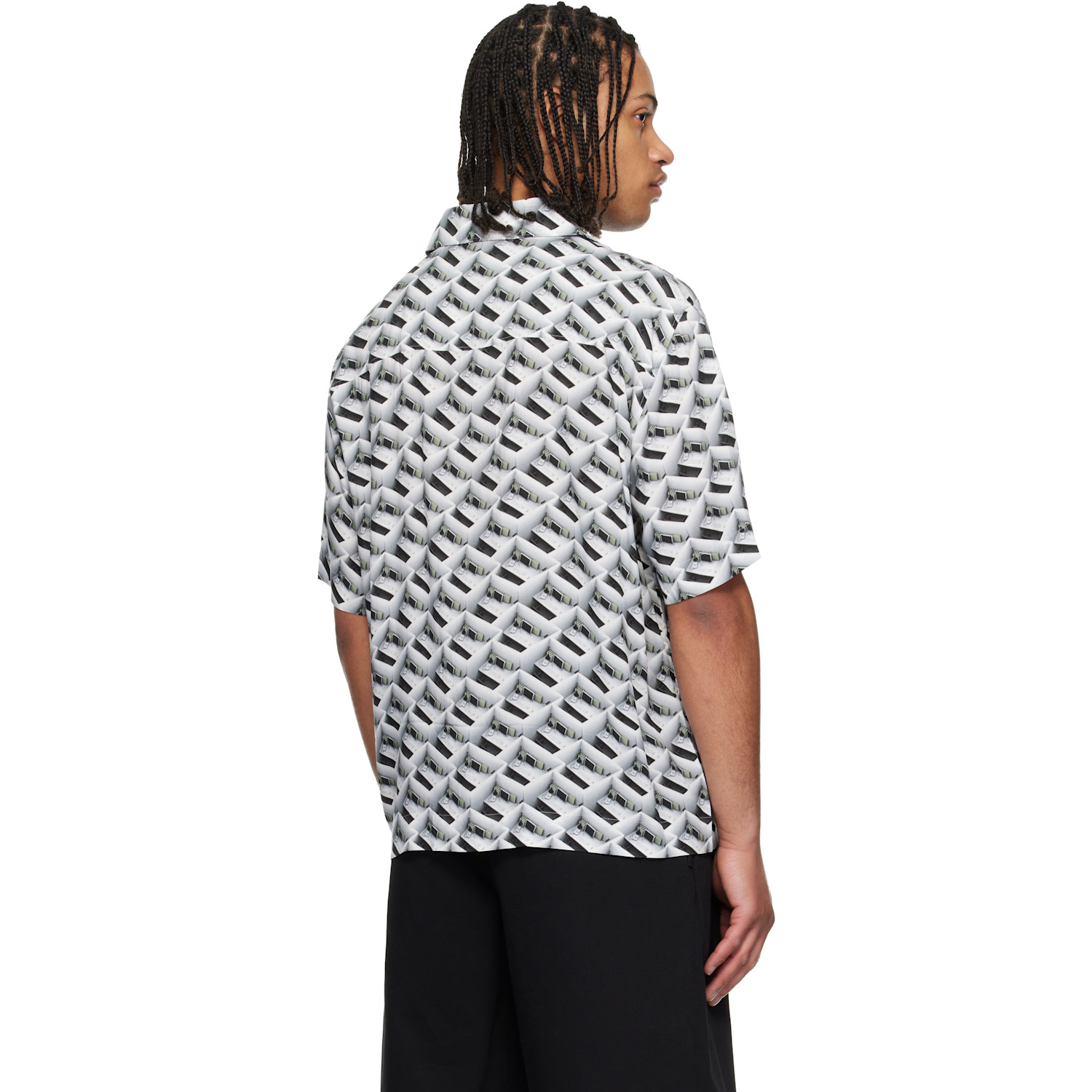  Hugo Gray Oversized-fit Statement Print Shirt 