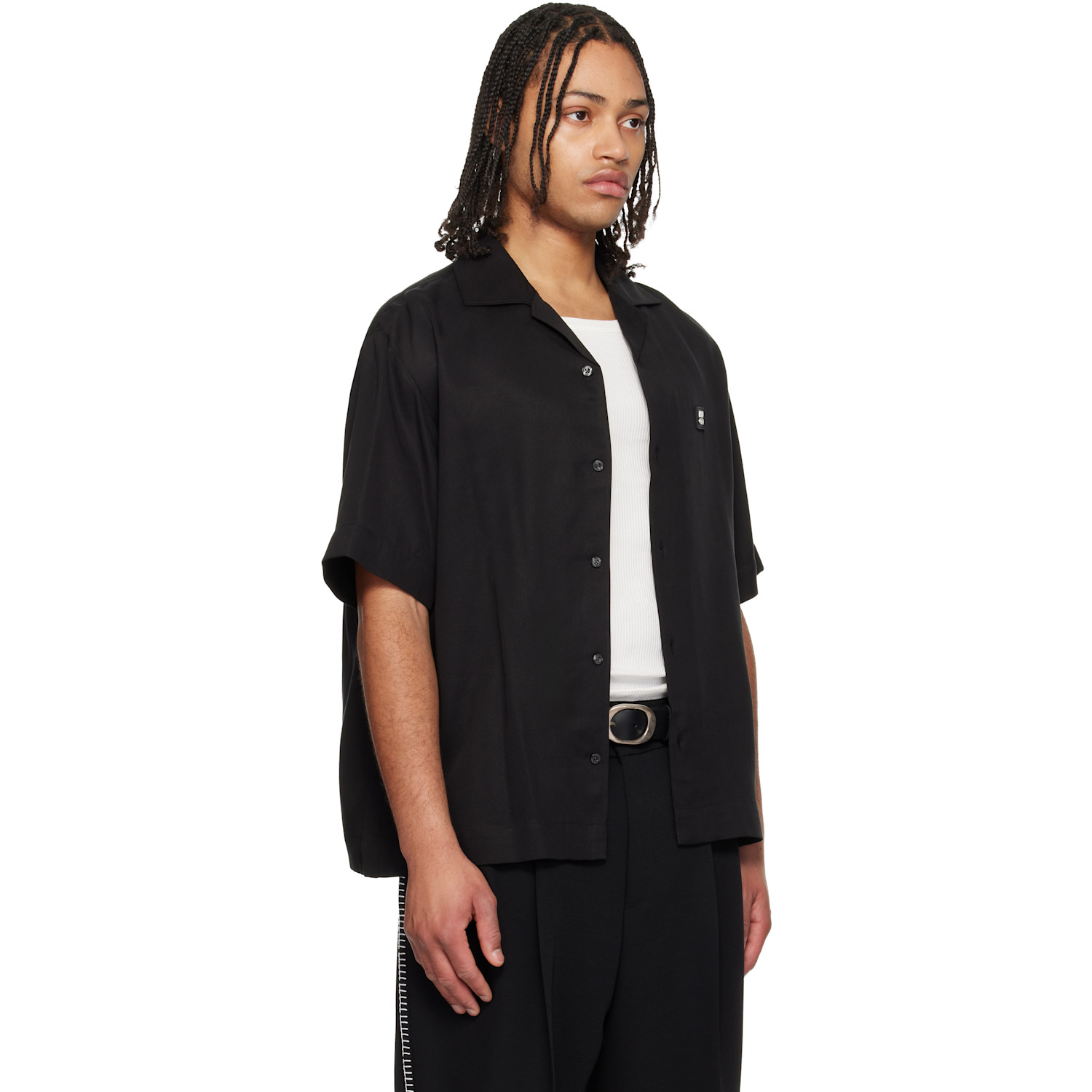  Hugo Black Oversize-fit Stacked Logo Shirt 