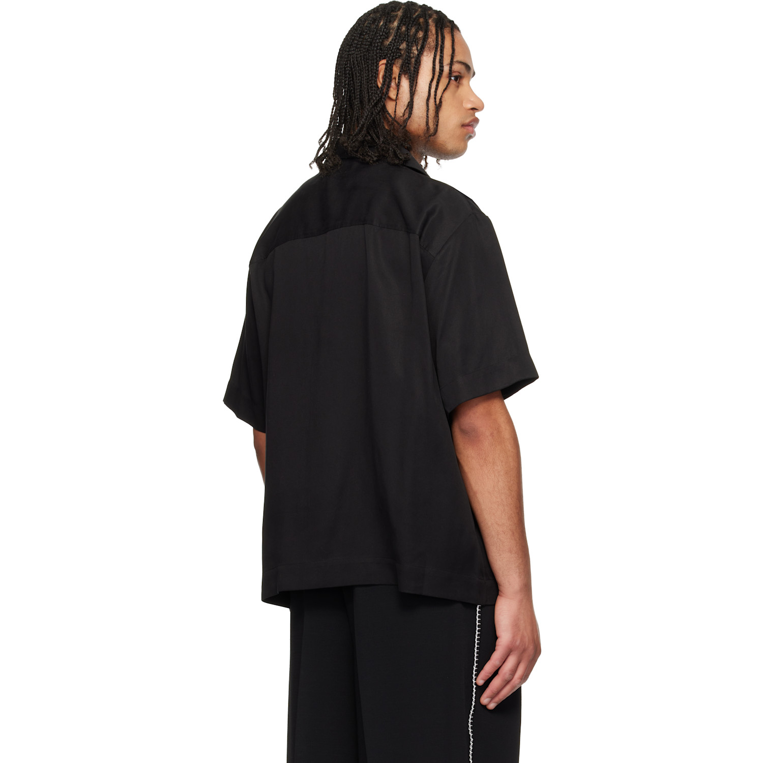  Hugo Black Oversize-fit Stacked Logo Shirt 