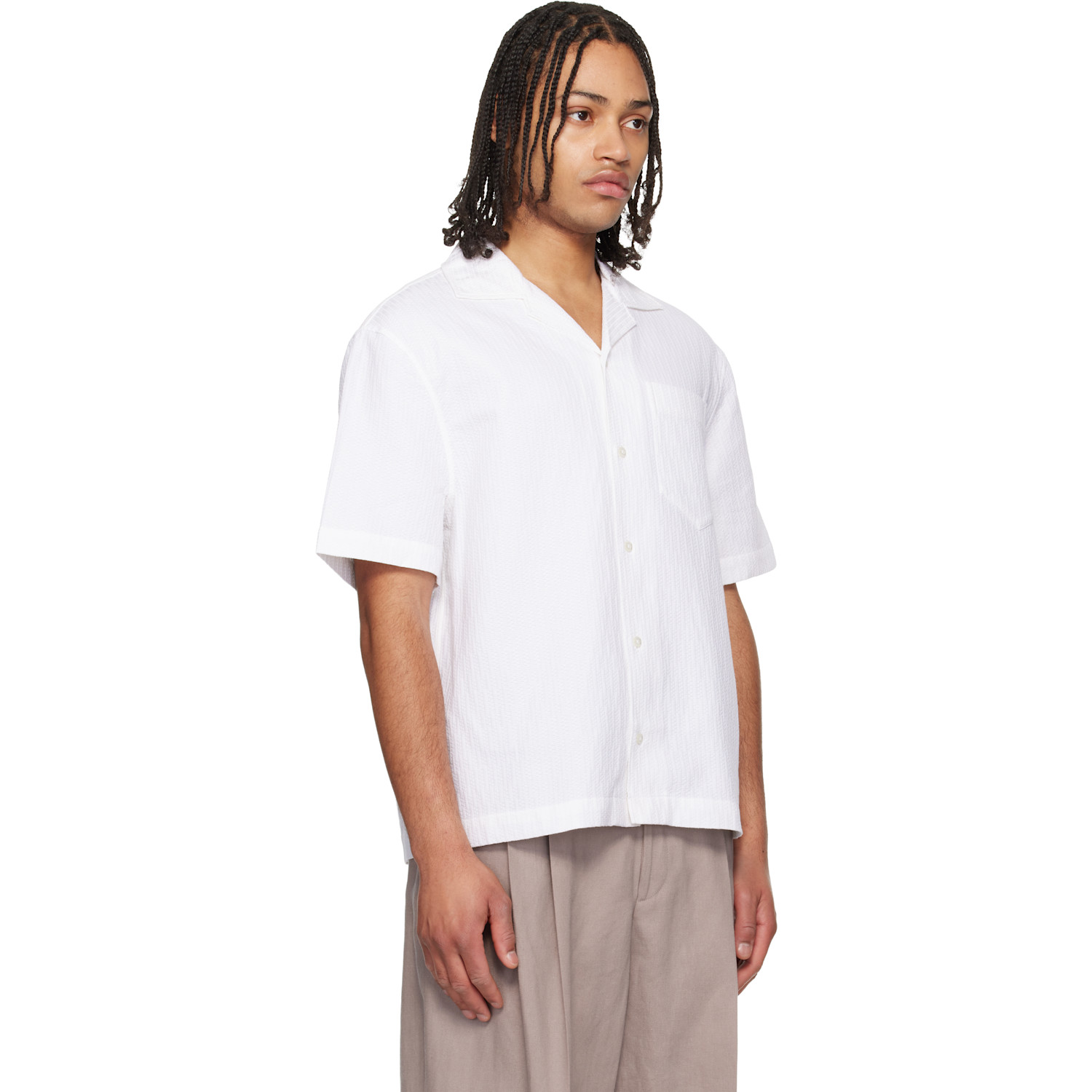  Hugo White Oversized-fit Structured Cotton Shirt 