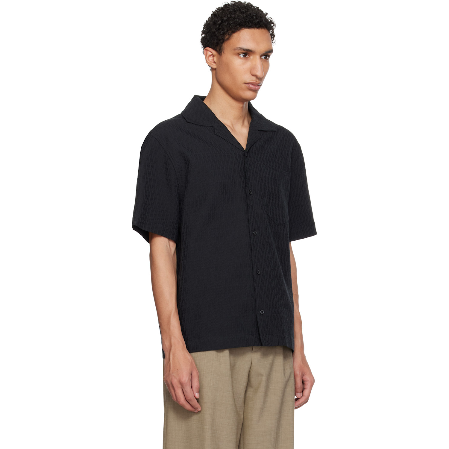  Hugo Black Oversized-fit Structured Cotton Shirt 