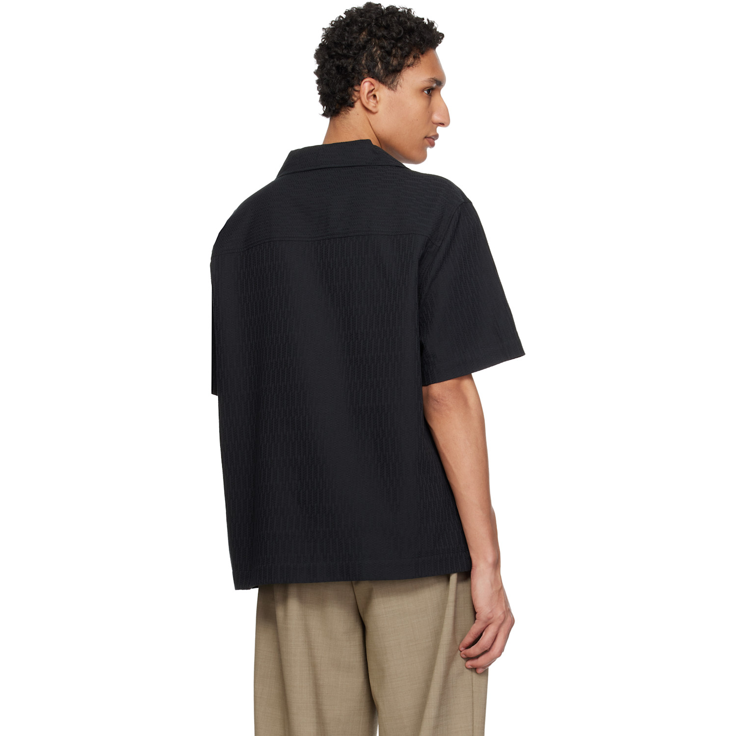  Hugo Black Oversized-fit Structured Cotton Shirt 