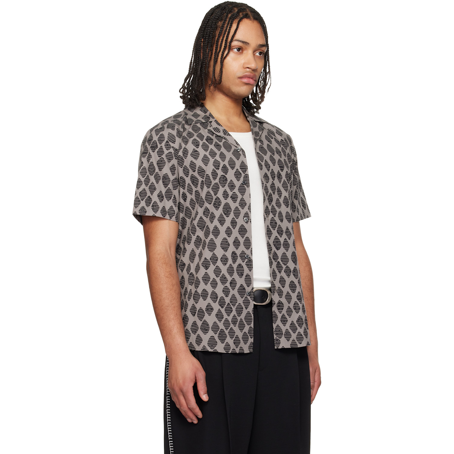  Hugo Taupe Camp Collar Shirt 