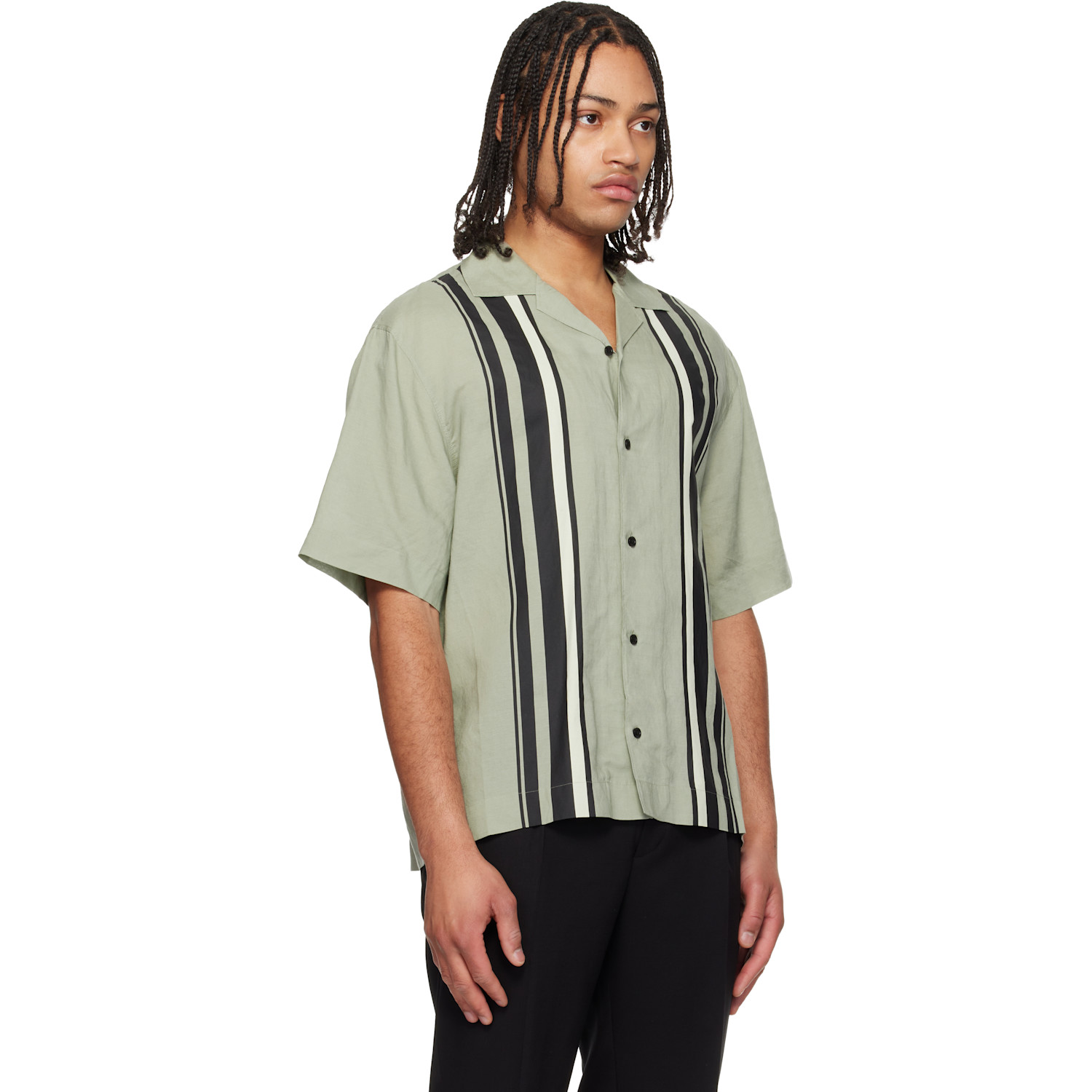  Hugo Green Striped Shirt 
