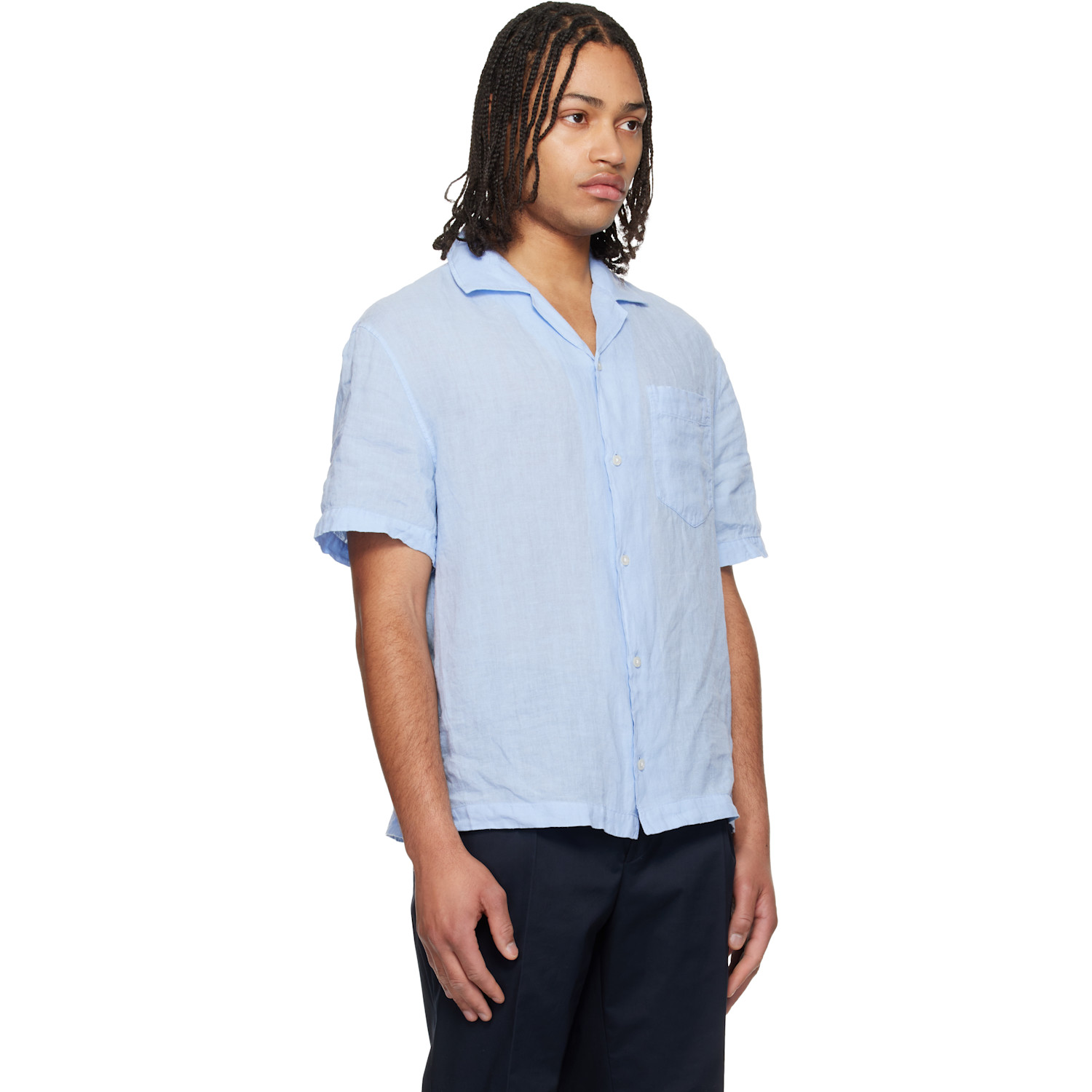  Hugo Blue Camp Collar Shirt 