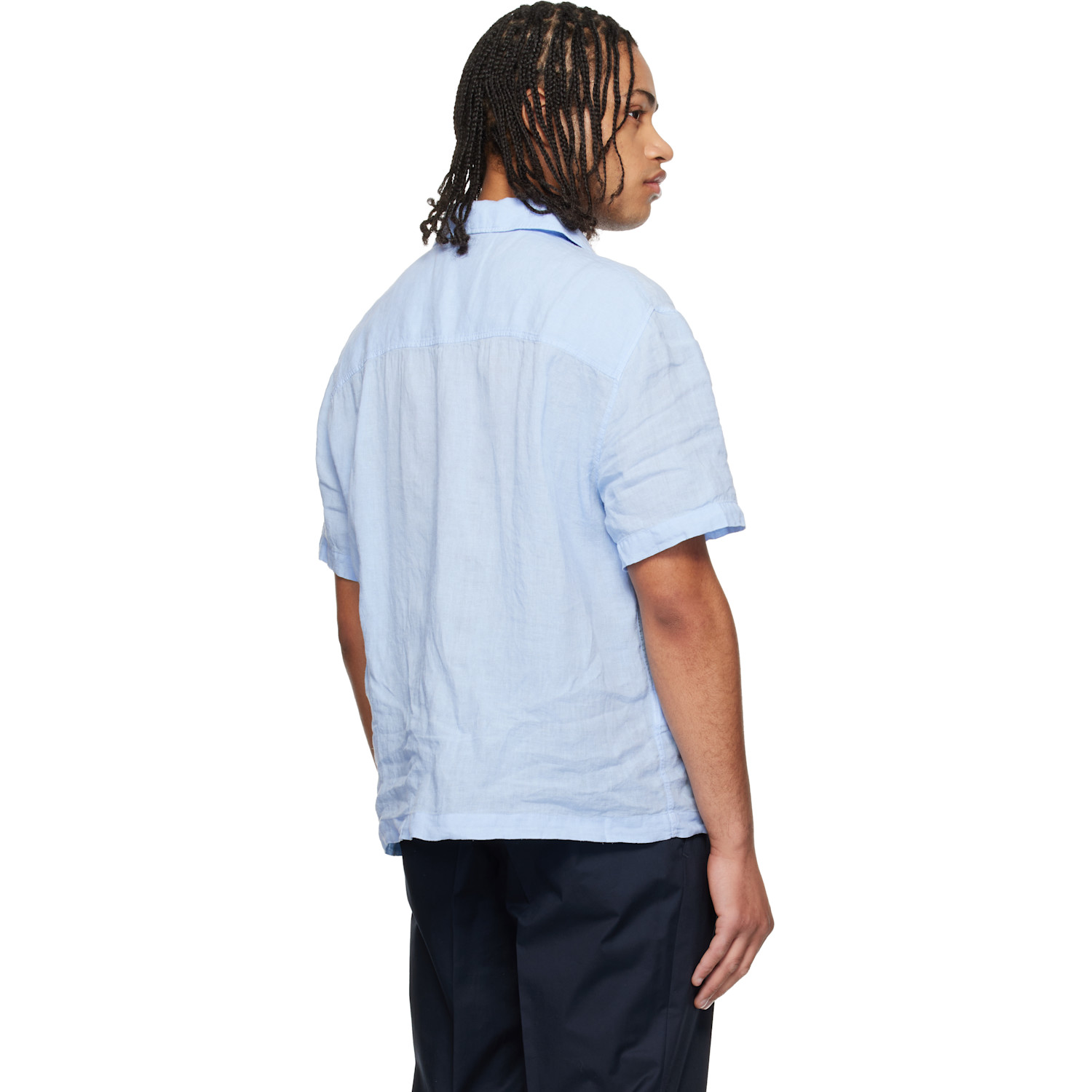  Hugo Blue Camp Collar Shirt 