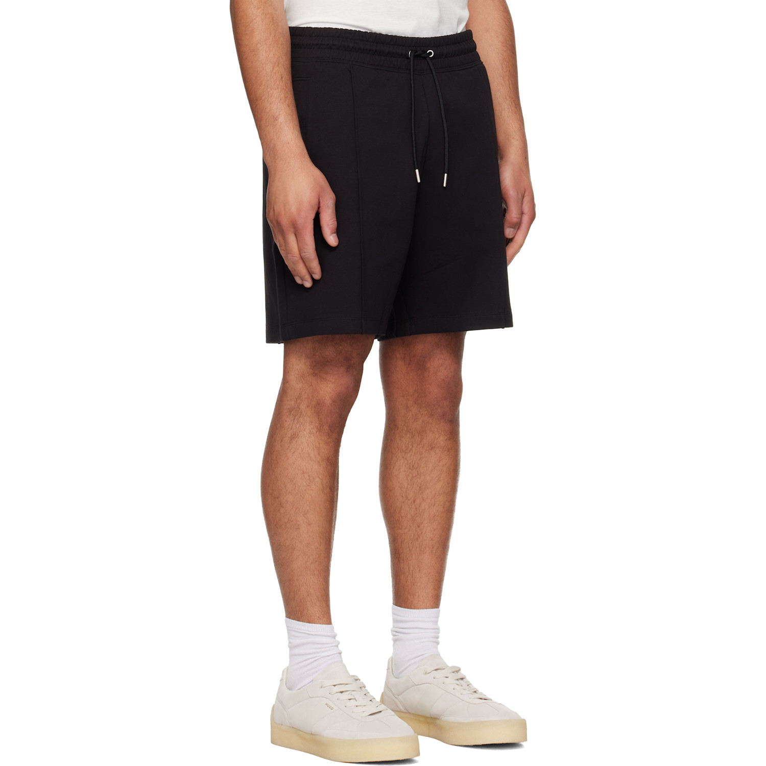  Hugo Black Stacked-logo Trim Shorts 