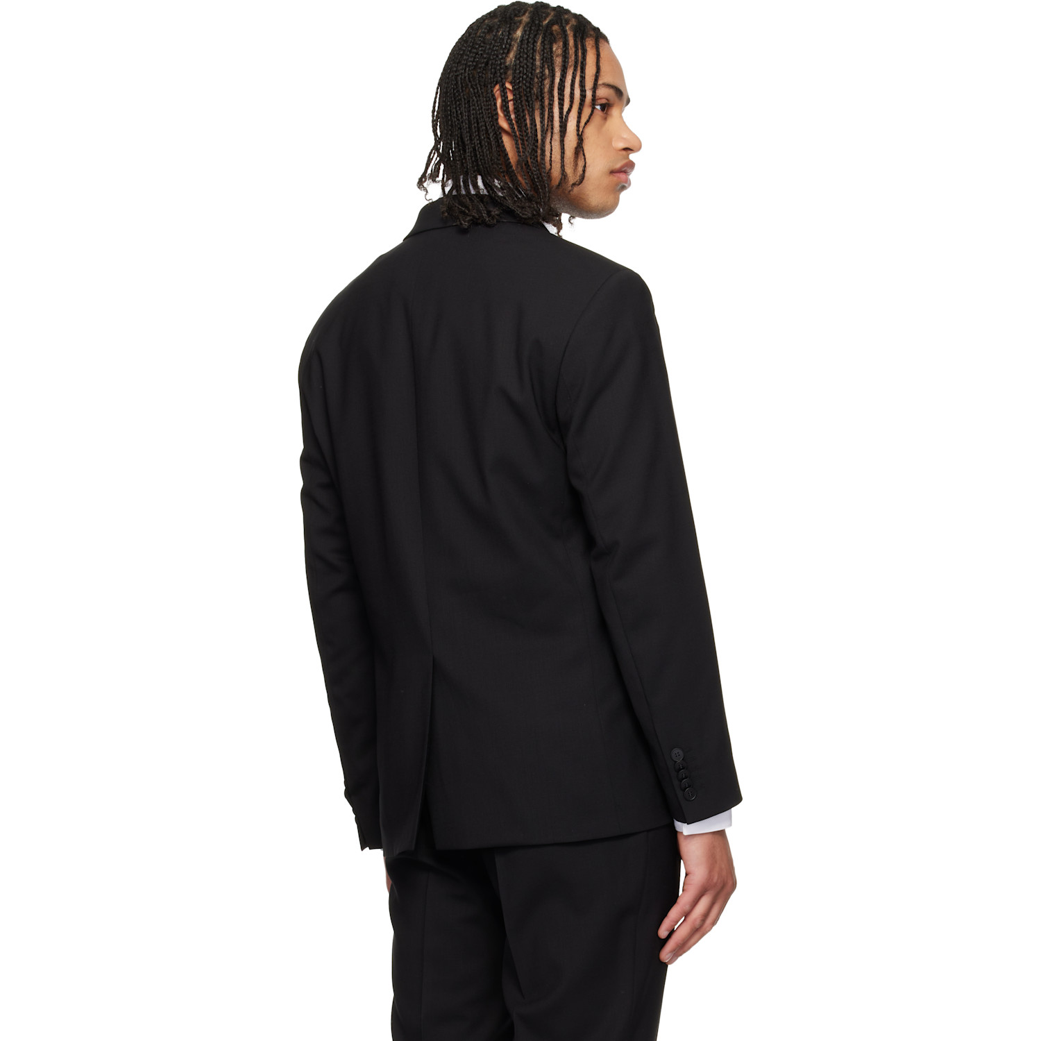  Hugo Black Double-breasted Wool-blend Twill Blazer 