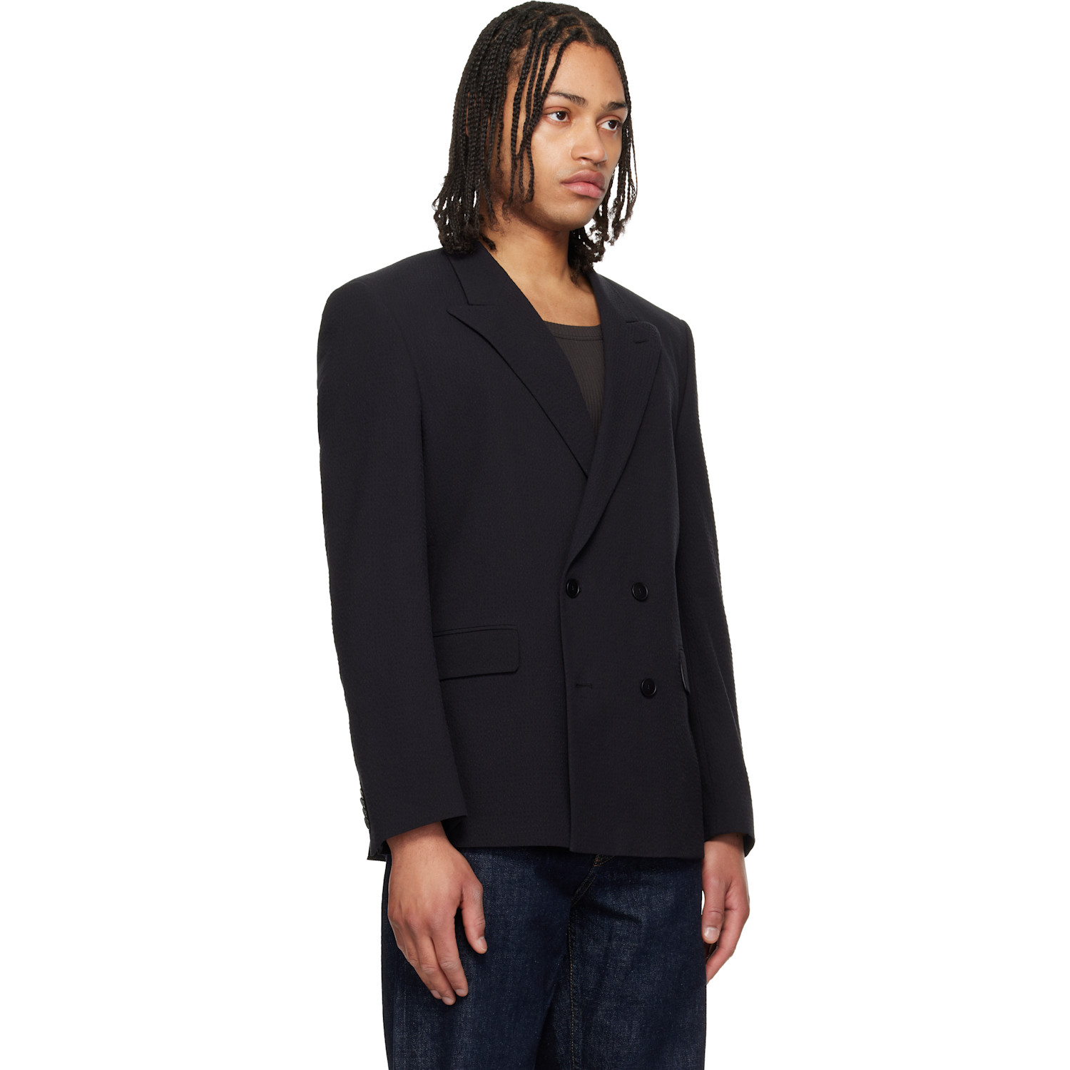  Hugo Black Double-breasted Blazer 