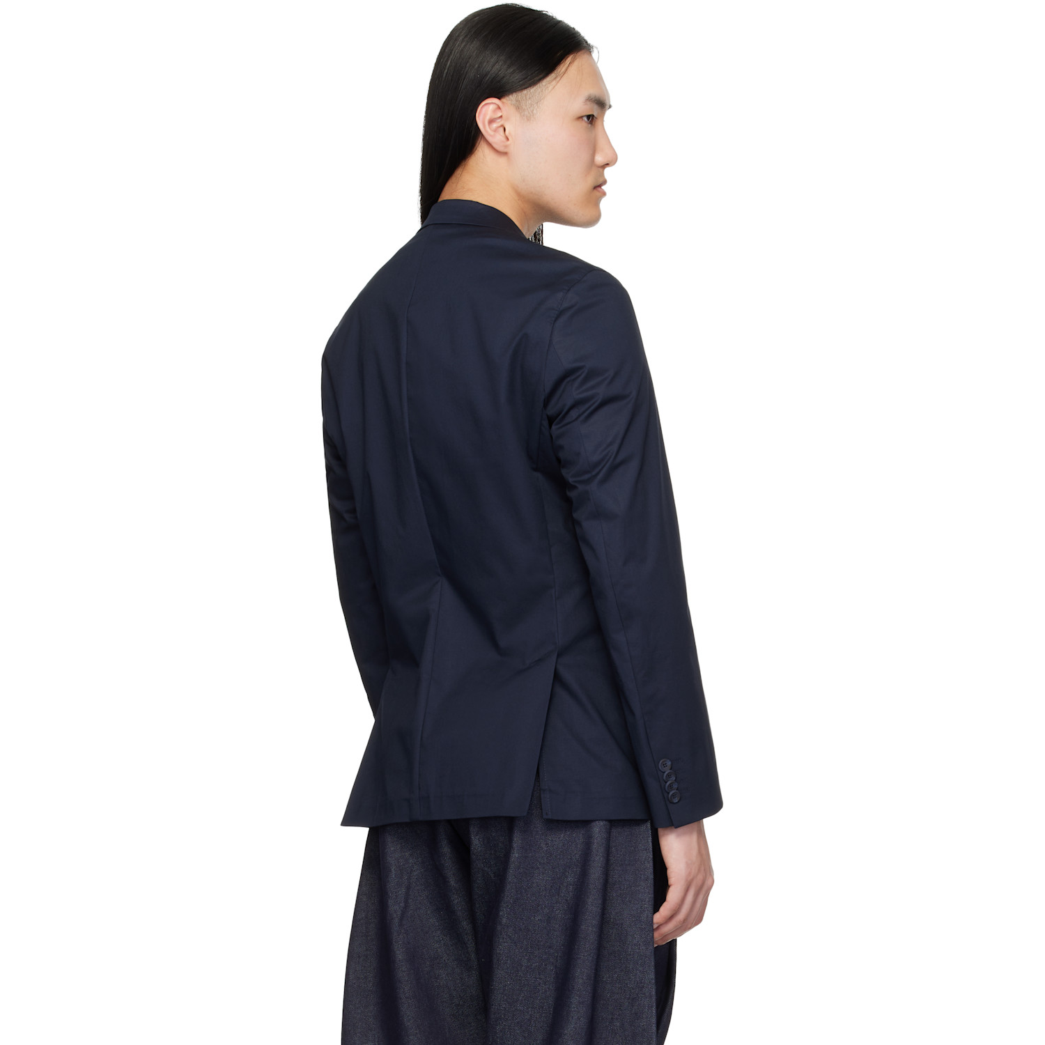  Hugo Navy Slim-fit Stretch Cotton Blazer 