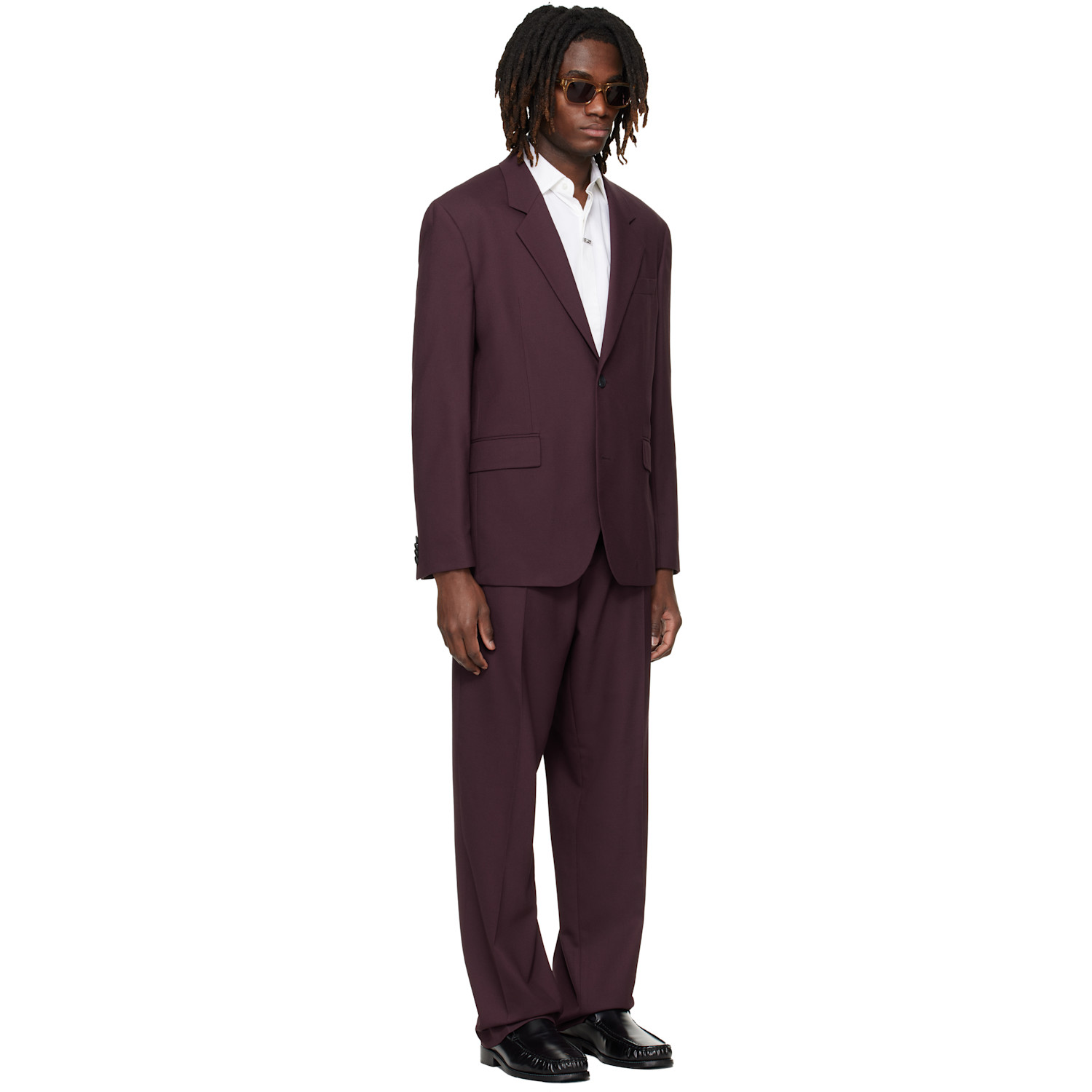  Hugo Burgundy Two-piece Modern-fit Stretch Twill Suit 