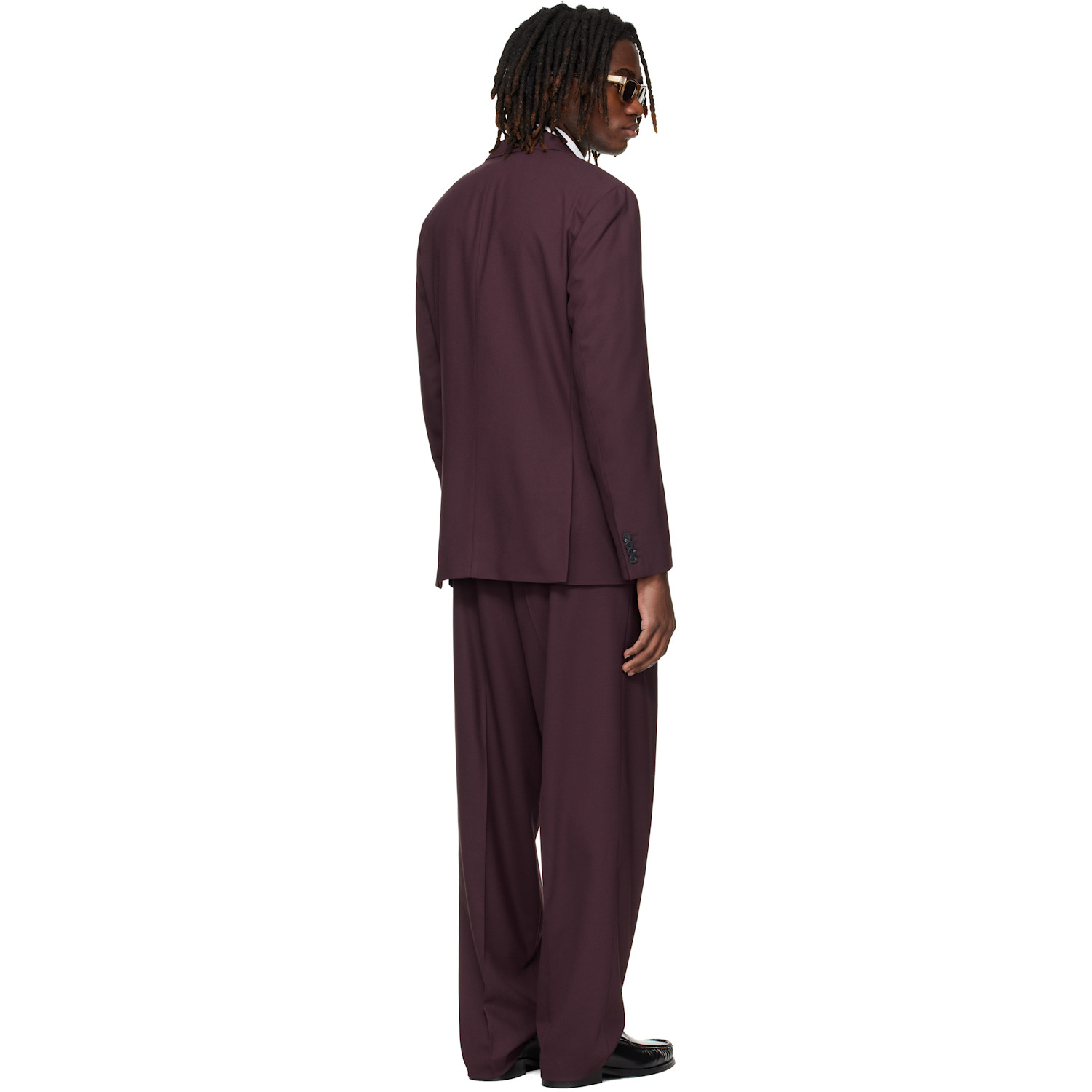  Hugo Burgundy Two-piece Modern-fit Stretch Twill Suit 