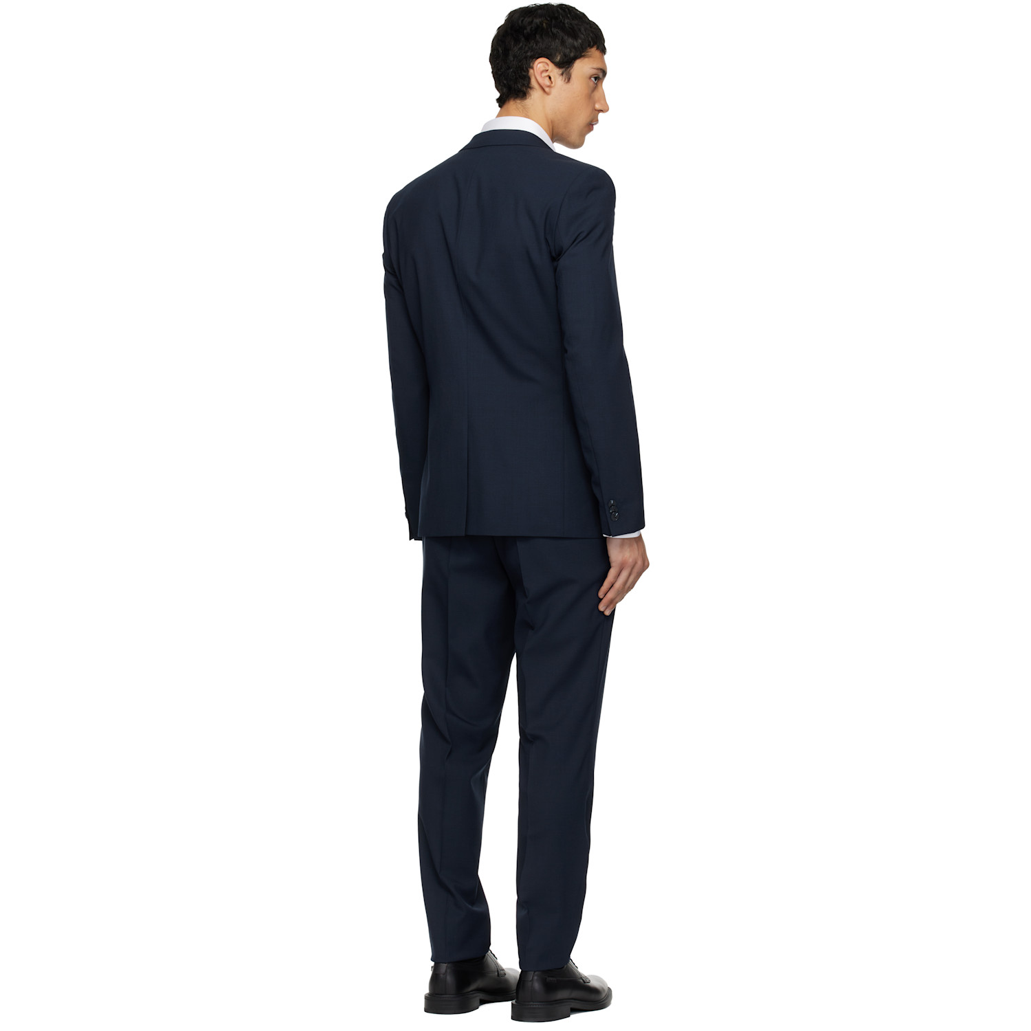  Hugo Navy Three-piece Extra-slim-fit Stretch Dobby Suit 
